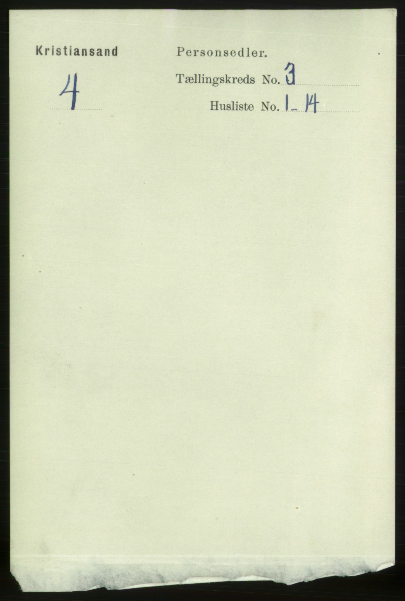 RA, 1891 census for 1001 Kristiansand, 1891, p. 3362