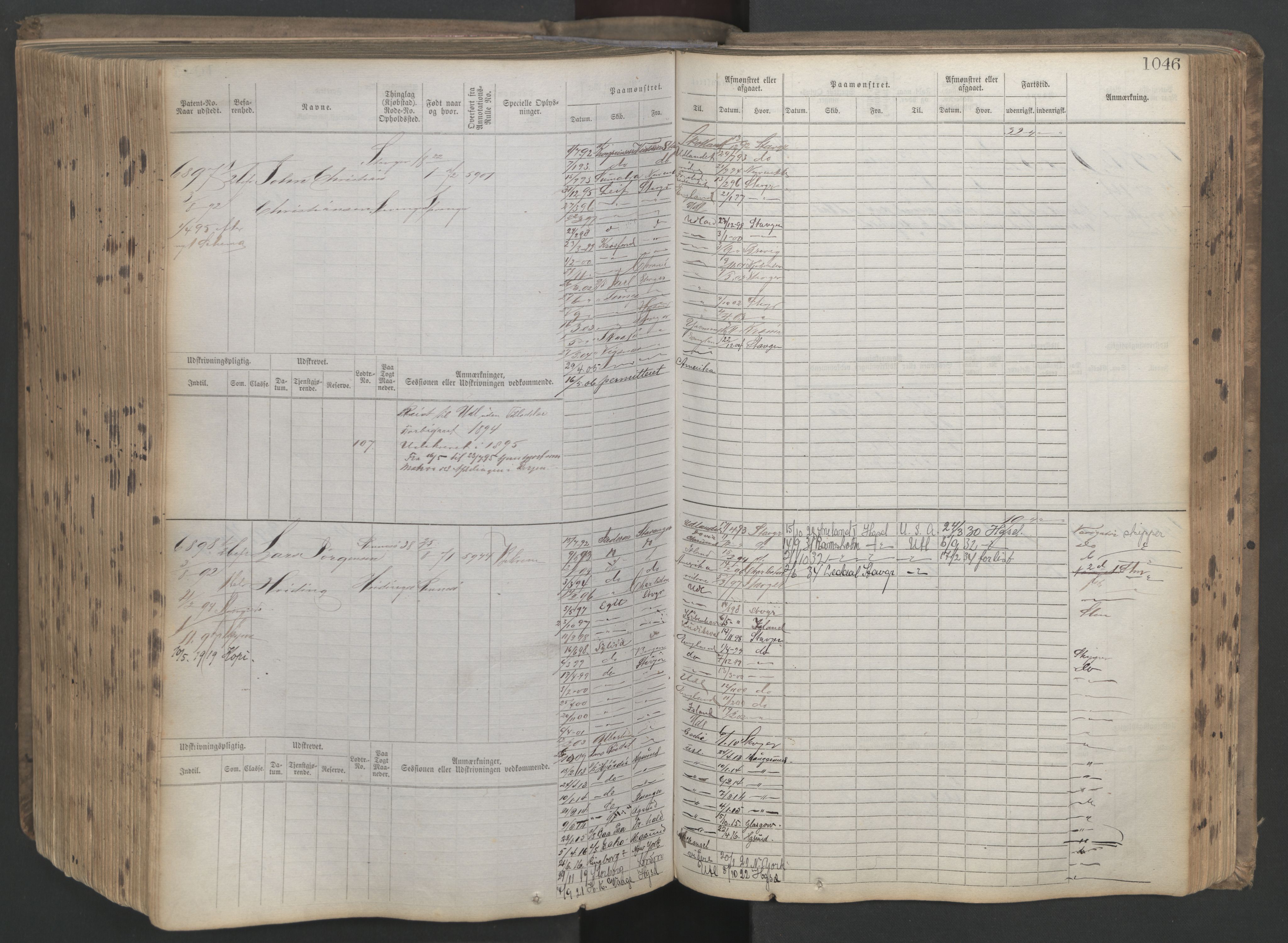 Stavanger sjømannskontor, AV/SAST-A-102006/F/Fb/Fbb/L0021: Sjøfartshovedrulle patnentnr. 6005-7204 (dublett), 1887, p. 451