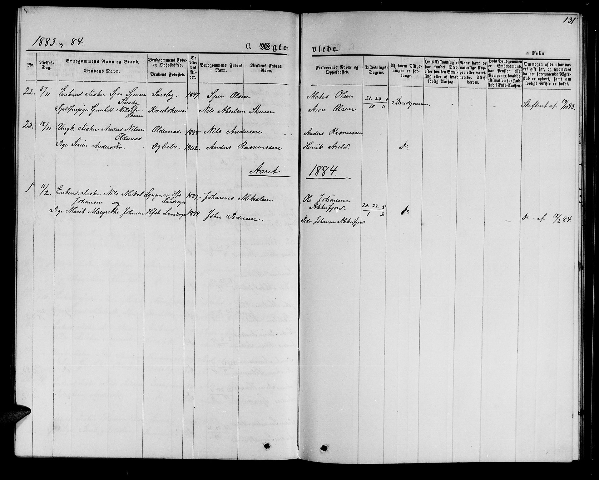 Hammerfest sokneprestkontor, SATØ/S-1347/H/Hb/L0005.klokk: Parish register (copy) no. 5, 1869-1884, p. 131