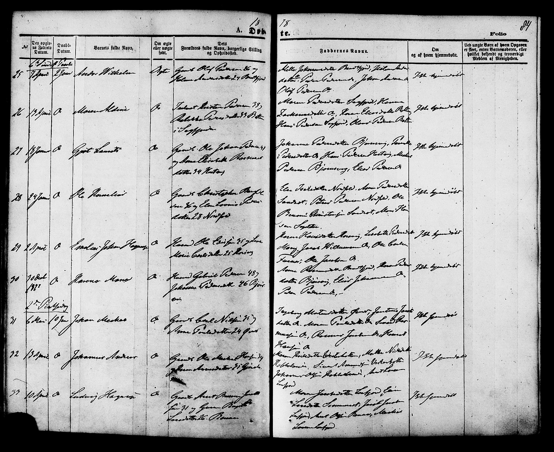 Ministerialprotokoller, klokkerbøker og fødselsregistre - Nordland, AV/SAT-A-1459/853/L0771: Parish register (official) no. 853A10, 1870-1881, p. 84