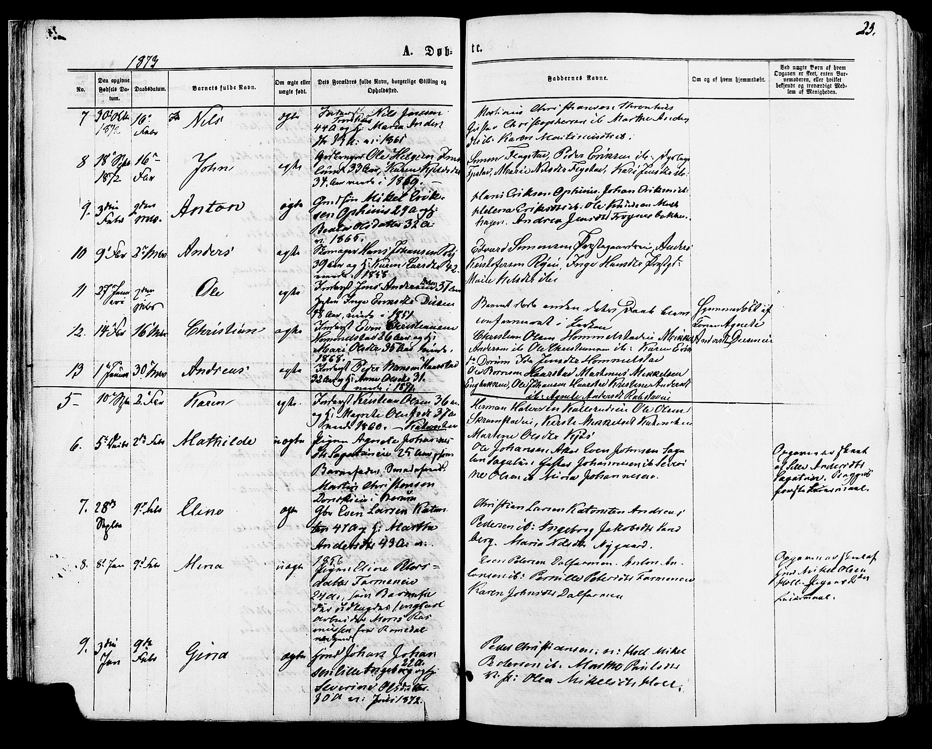 Vang prestekontor, Hedmark, SAH/PREST-008/H/Ha/Haa/L0015: Parish register (official) no. 15, 1871-1885, p. 23
