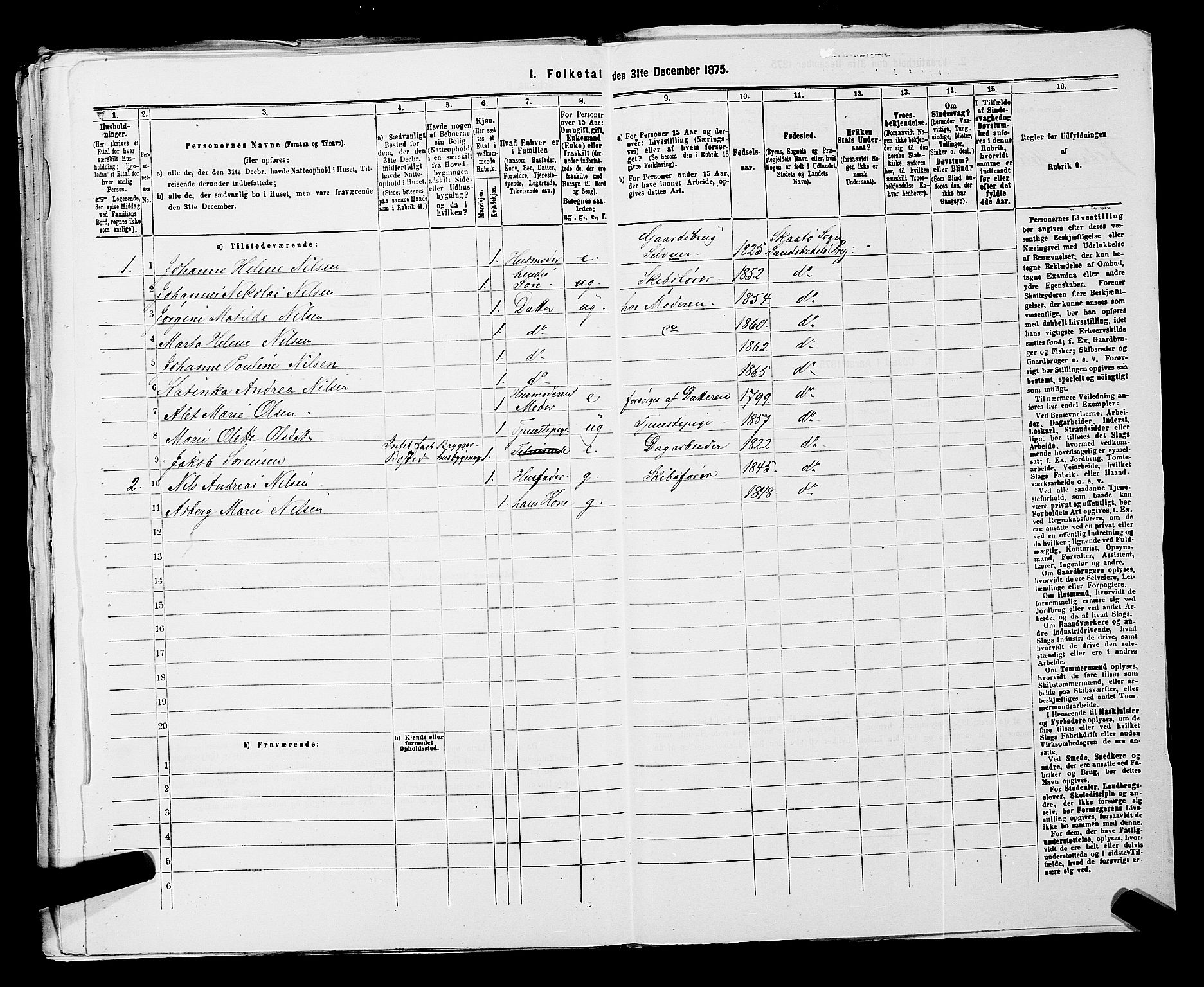 SAKO, 1875 census for 0816P Sannidal, 1875, p. 2152