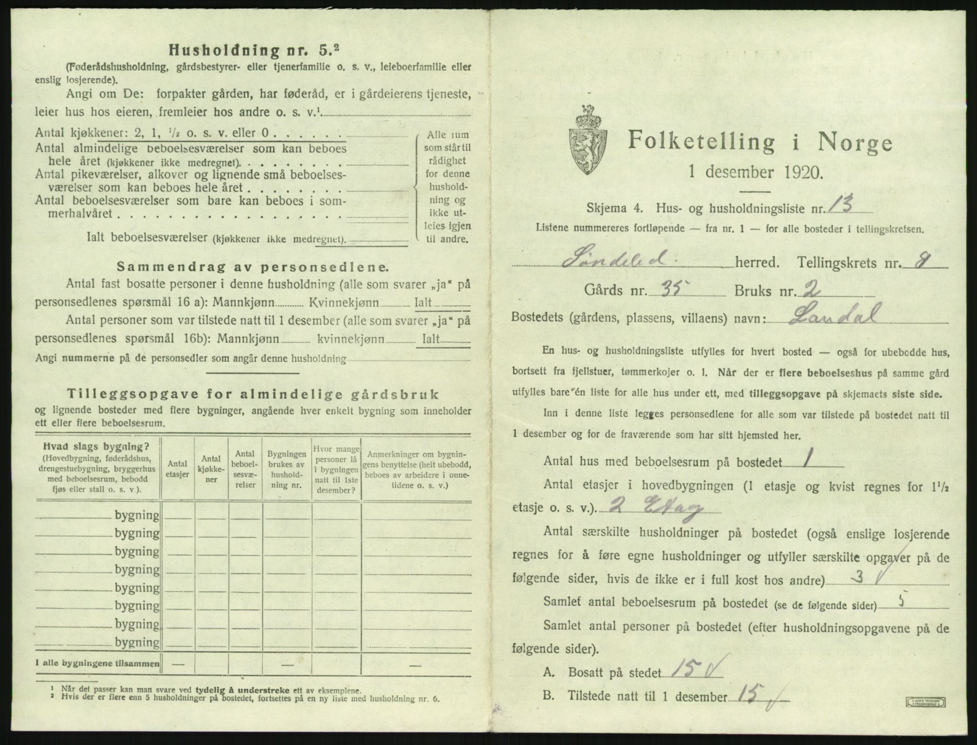 SAK, 1920 census for Søndeled, 1920, p. 727