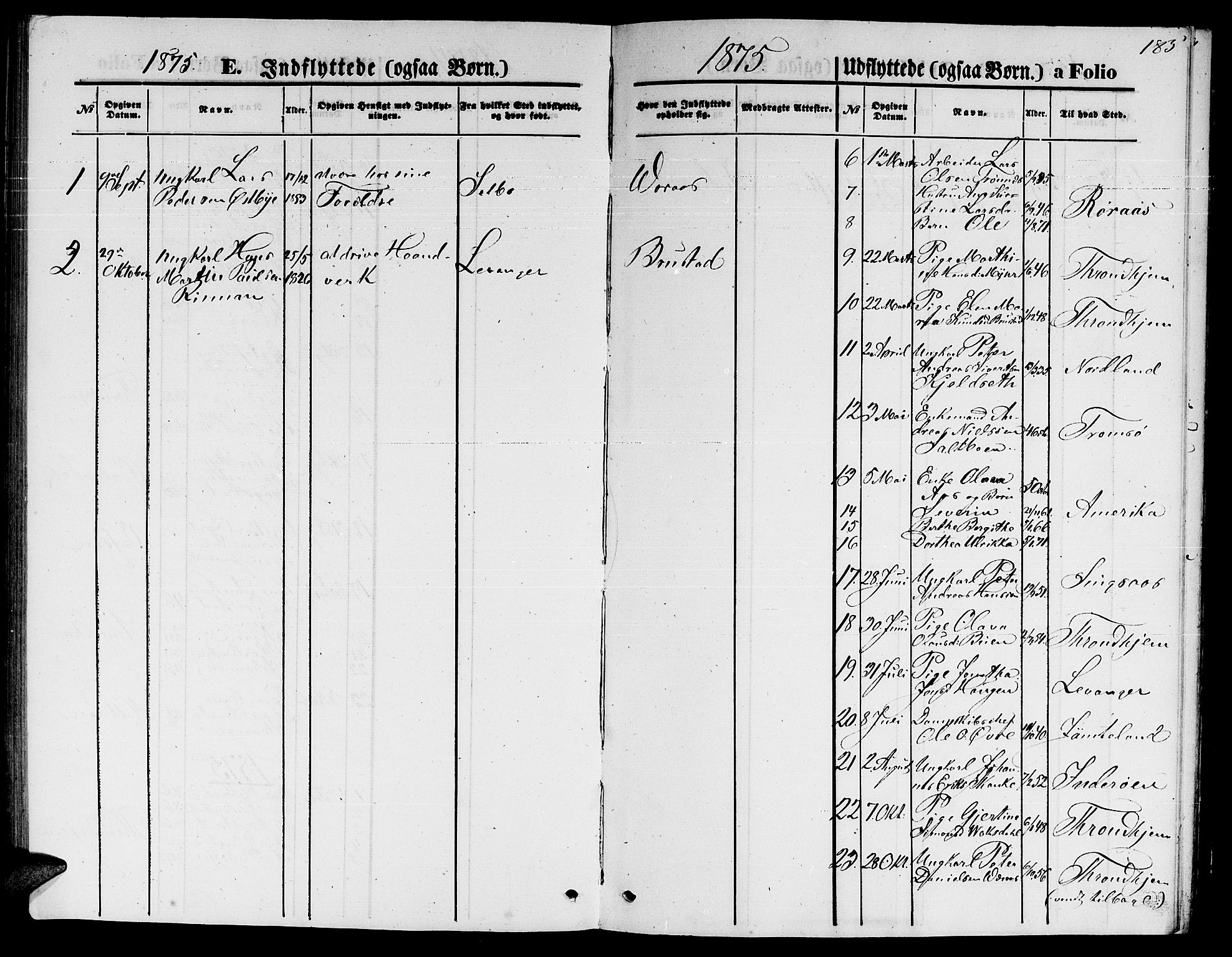 Ministerialprotokoller, klokkerbøker og fødselsregistre - Nord-Trøndelag, AV/SAT-A-1458/722/L0225: Parish register (copy) no. 722C01, 1871-1888, p. 183