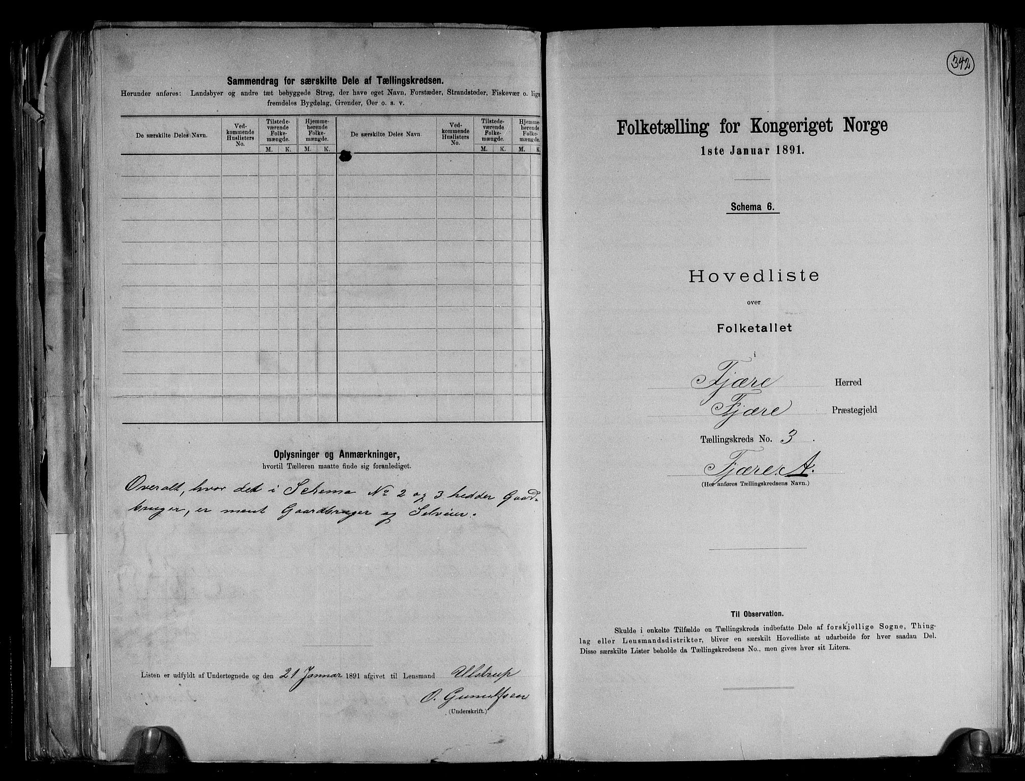 RA, 1891 census for 0923 Fjære, 1891, p. 9