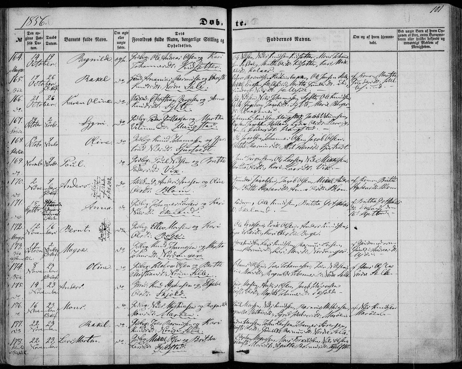 Manger sokneprestembete, SAB/A-76801/H/Haa: Parish register (official) no. A 6, 1849-1859, p. 101