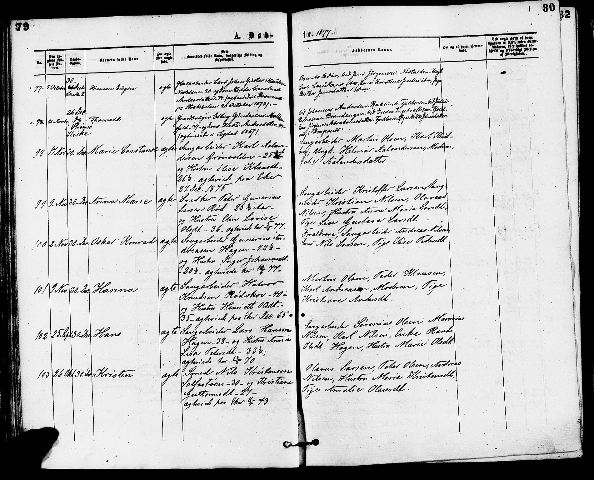 Skoger kirkebøker, AV/SAKO-A-59/F/Fa/L0005: Parish register (official) no. I 5, 1873-1884, p. 79-80