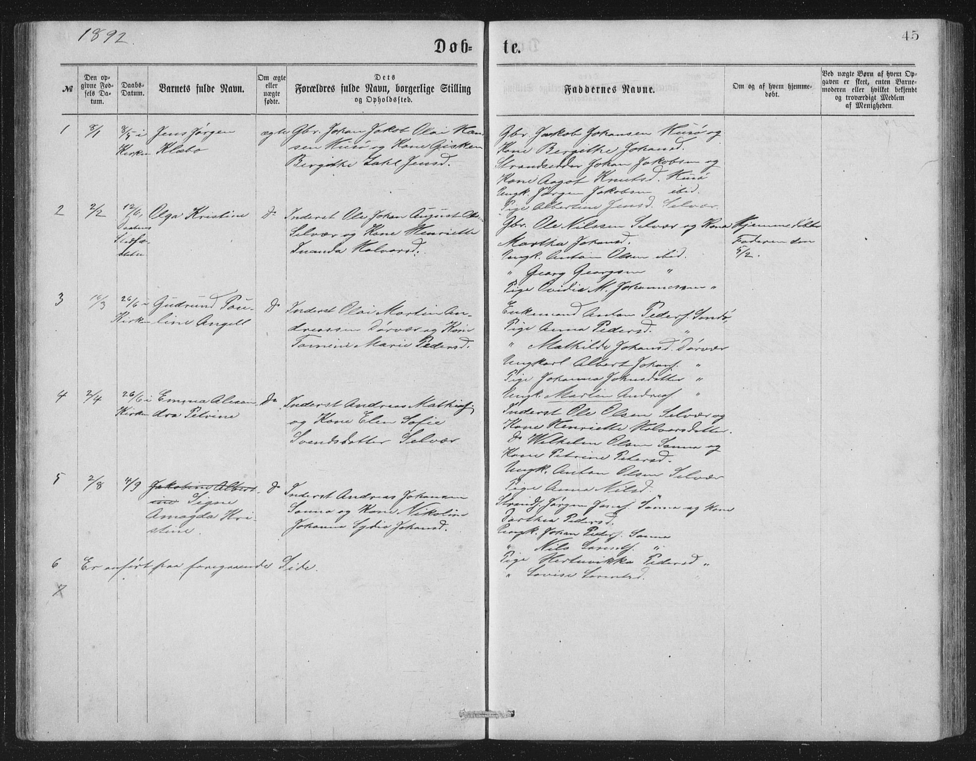 Ministerialprotokoller, klokkerbøker og fødselsregistre - Nordland, SAT/A-1459/840/L0582: Parish register (copy) no. 840C02, 1874-1900, p. 45