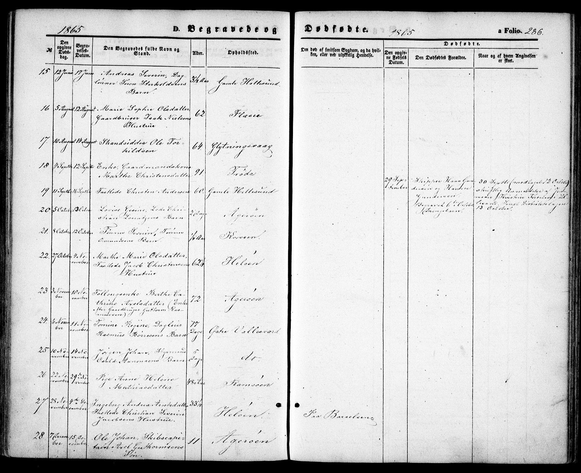Høvåg sokneprestkontor, SAK/1111-0025/F/Fa/L0004: Parish register (official) no. A 4, 1859-1877, p. 286