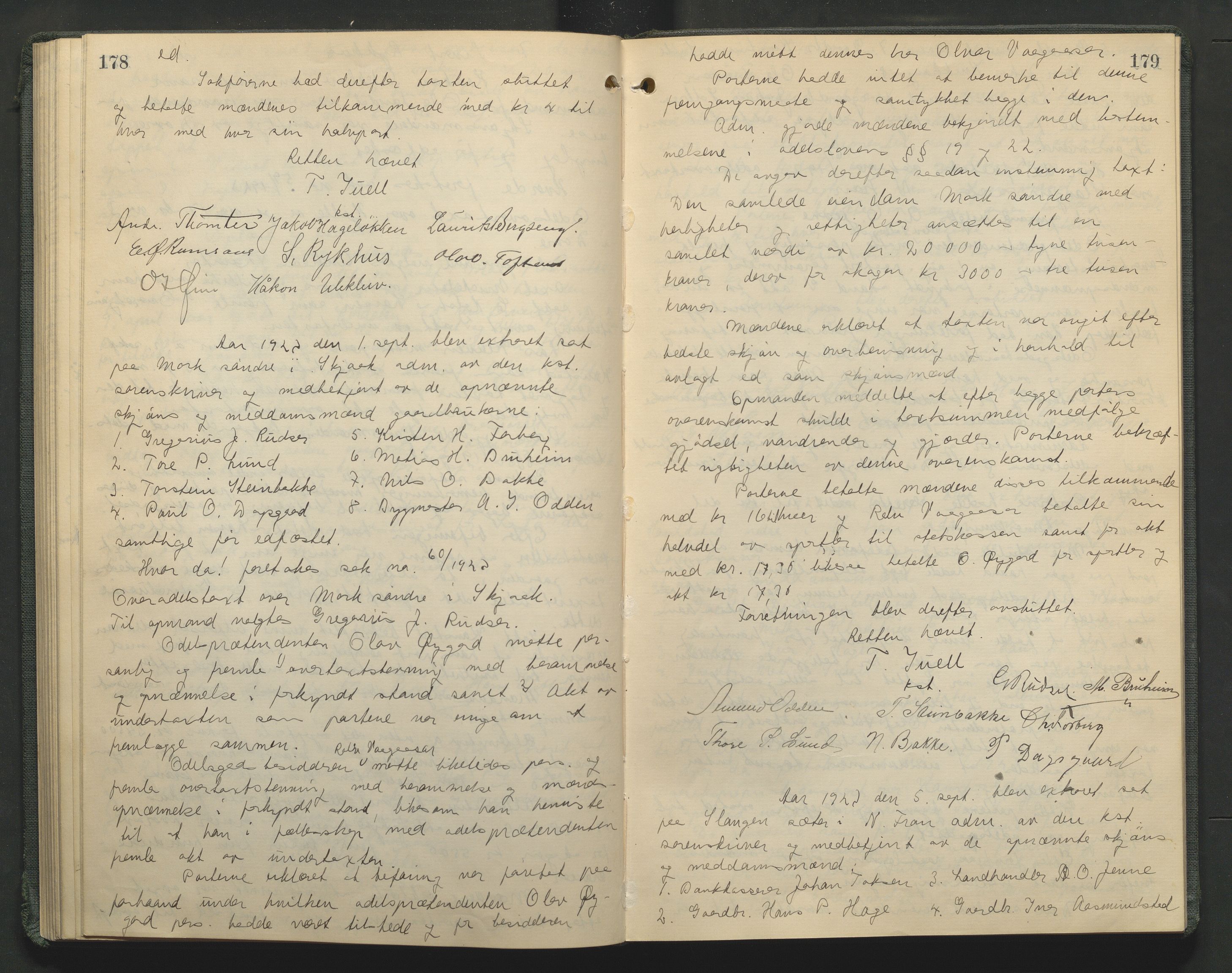 Nord-Gudbrandsdal tingrett, AV/SAH-TING-002/G/Gc/Gcb/L0013: Ekstrarettsprotokoll for åstedssaker, 1919-1927, p. 178-179