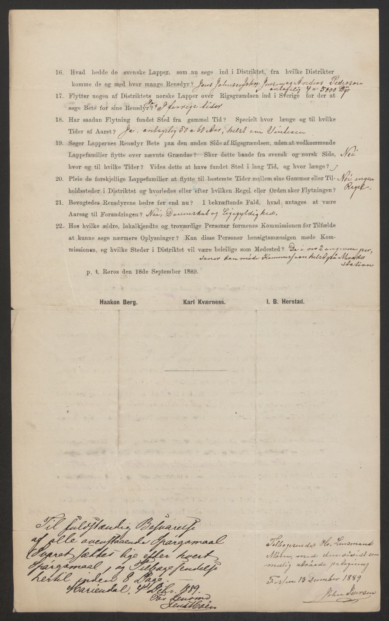 Landbruksdepartementet, Kontorer for reindrift og ferskvannsfiske, AV/RA-S-1247/2/E/Eb/L0014: Lappekommisjonen, 1885-1890, p. 855