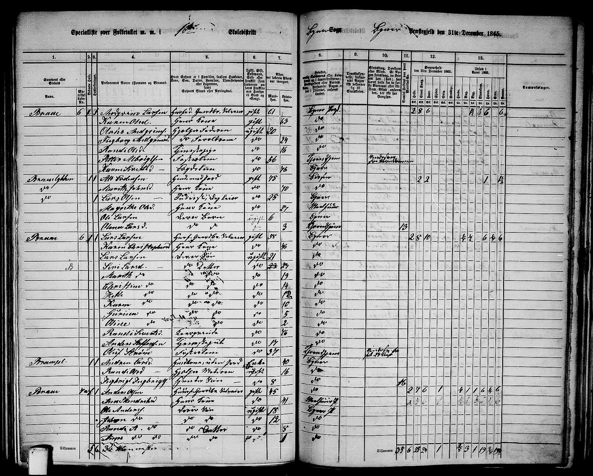 RA, 1865 census for Byneset, 1865, p. 9