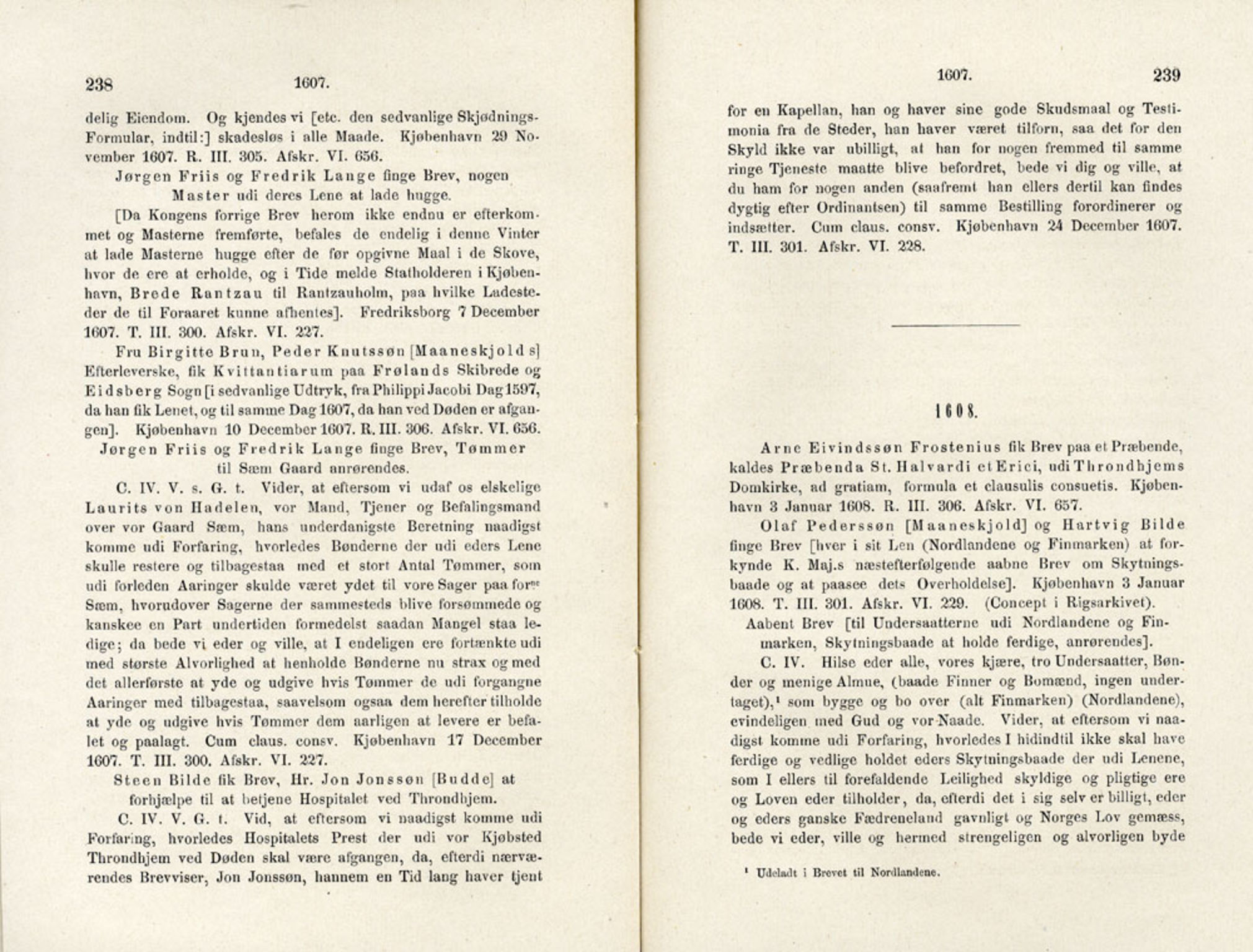 Publikasjoner utgitt av Det Norske Historiske Kildeskriftfond, PUBL/-/-/-: Norske Rigs-Registranter, bind 4, 1603-1618, p. 238-239