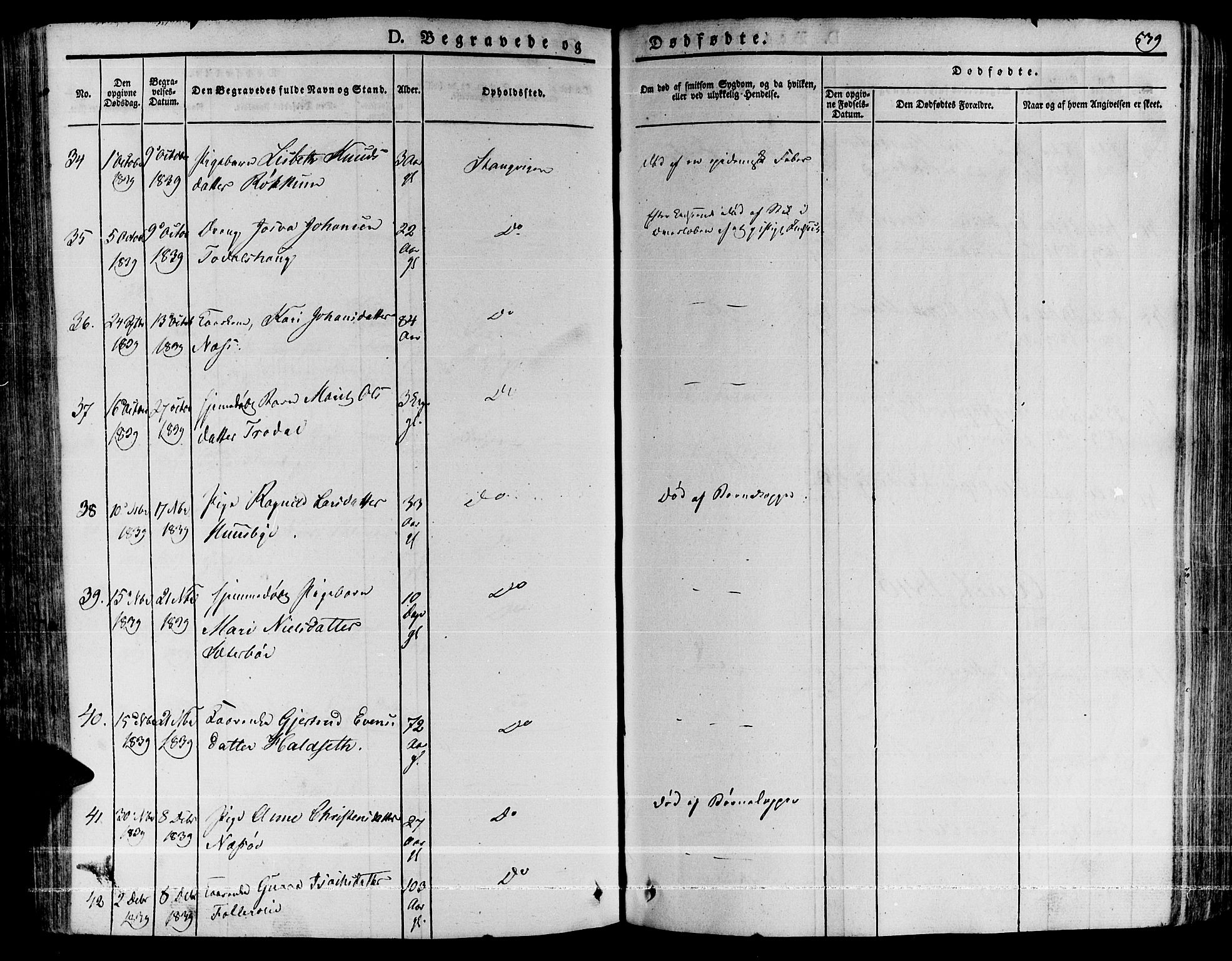 Ministerialprotokoller, klokkerbøker og fødselsregistre - Møre og Romsdal, AV/SAT-A-1454/592/L1024: Parish register (official) no. 592A03 /1, 1831-1849, p. 539