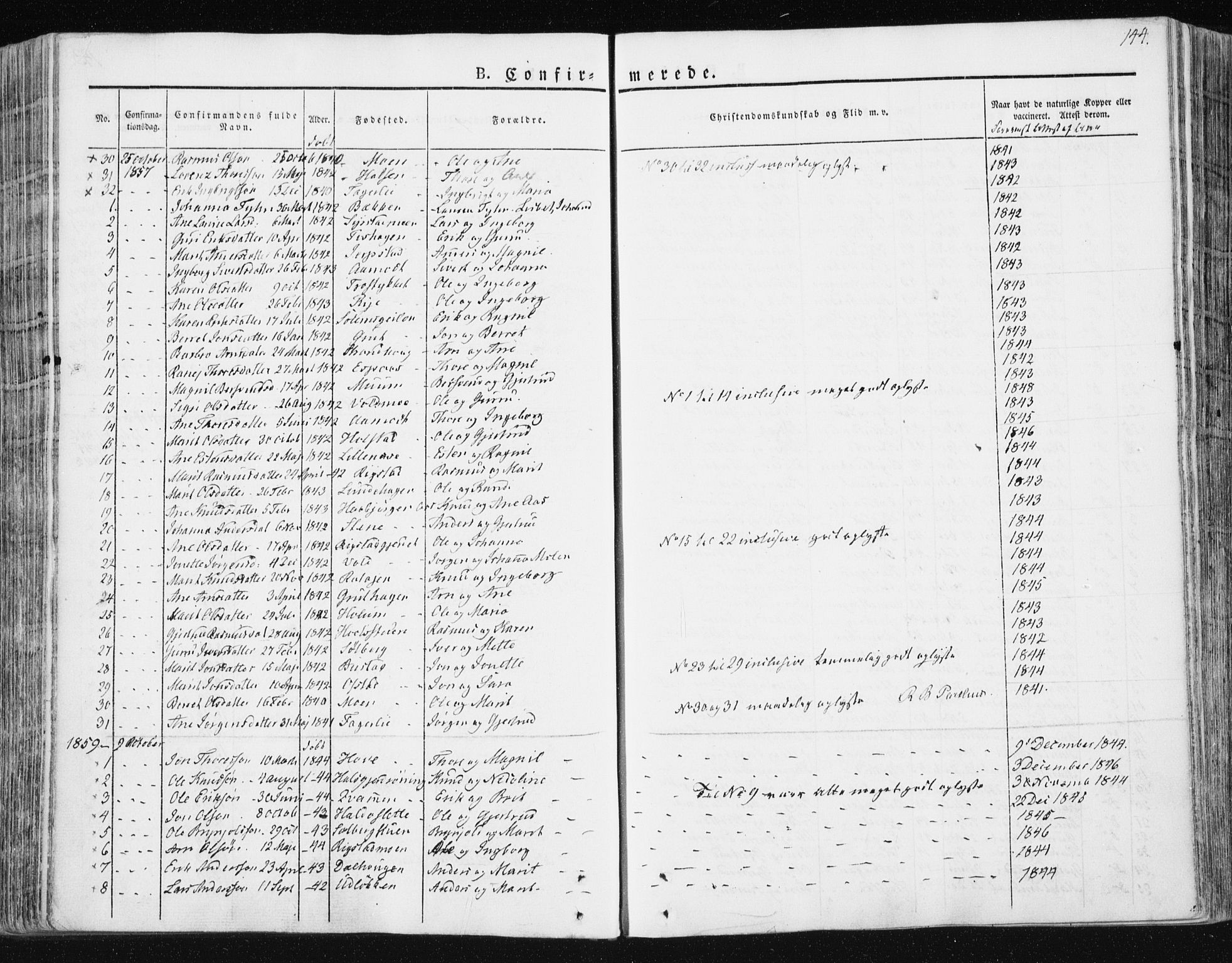 Ministerialprotokoller, klokkerbøker og fødselsregistre - Sør-Trøndelag, SAT/A-1456/672/L0855: Parish register (official) no. 672A07, 1829-1860, p. 144