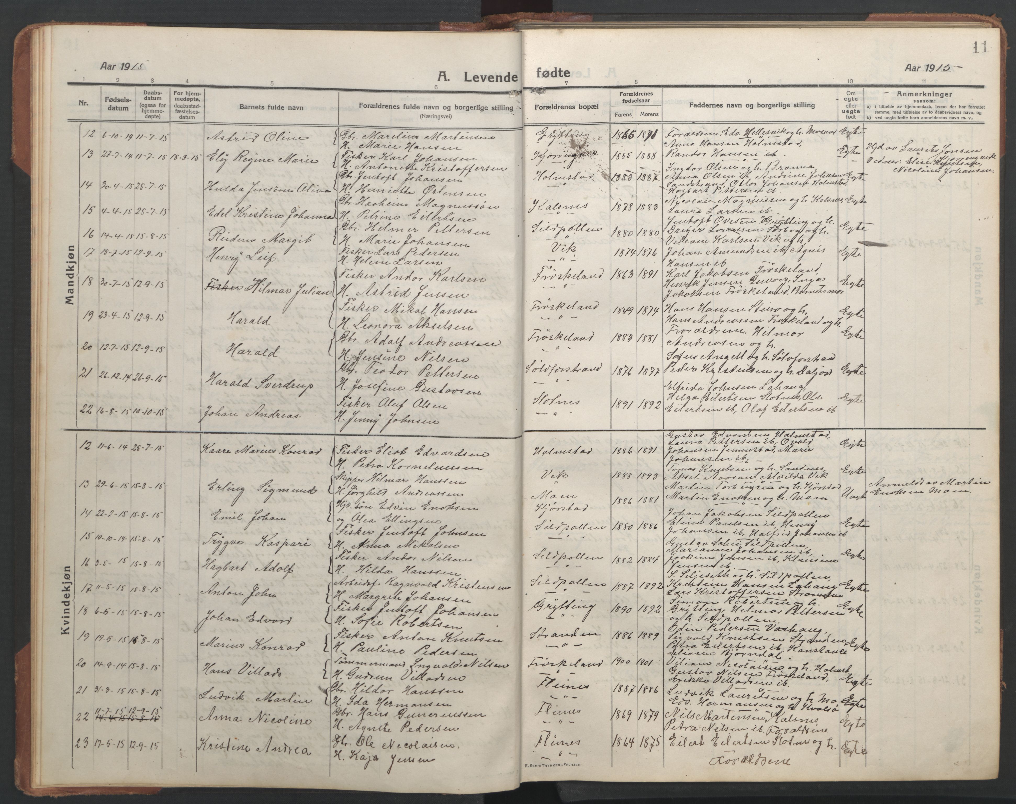 Ministerialprotokoller, klokkerbøker og fødselsregistre - Nordland, SAT/A-1459/890/L1291: Parish register (copy) no. 890C02, 1913-1954, p. 11