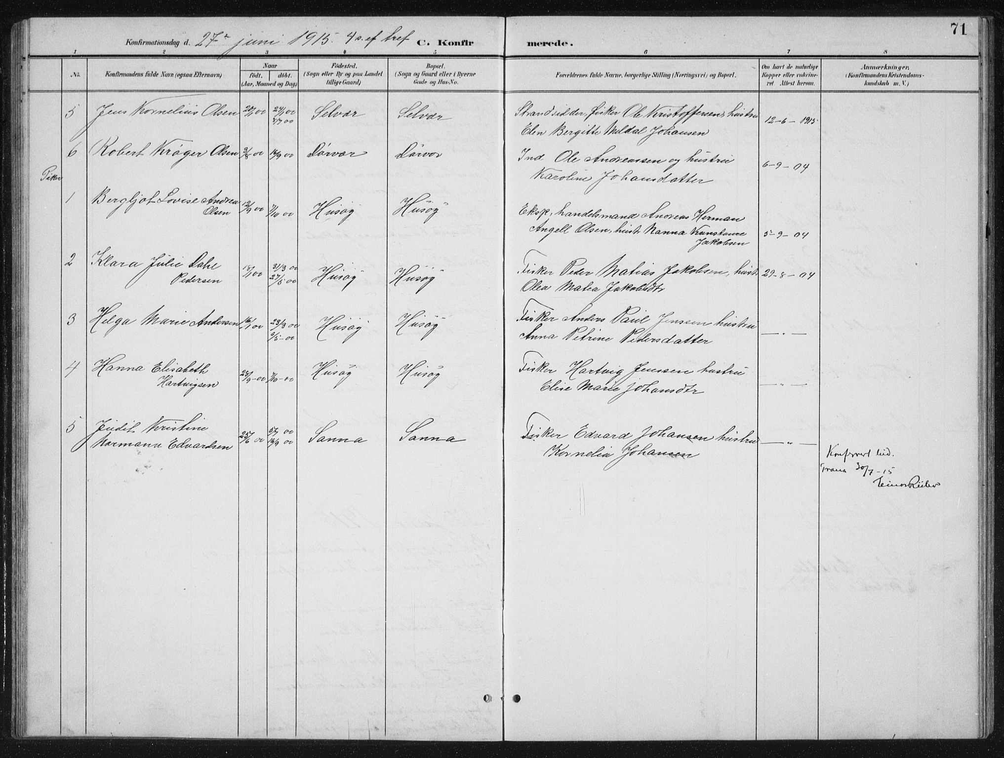 Ministerialprotokoller, klokkerbøker og fødselsregistre - Nordland, SAT/A-1459/840/L0583: Parish register (copy) no. 840C03, 1901-1933, p. 71