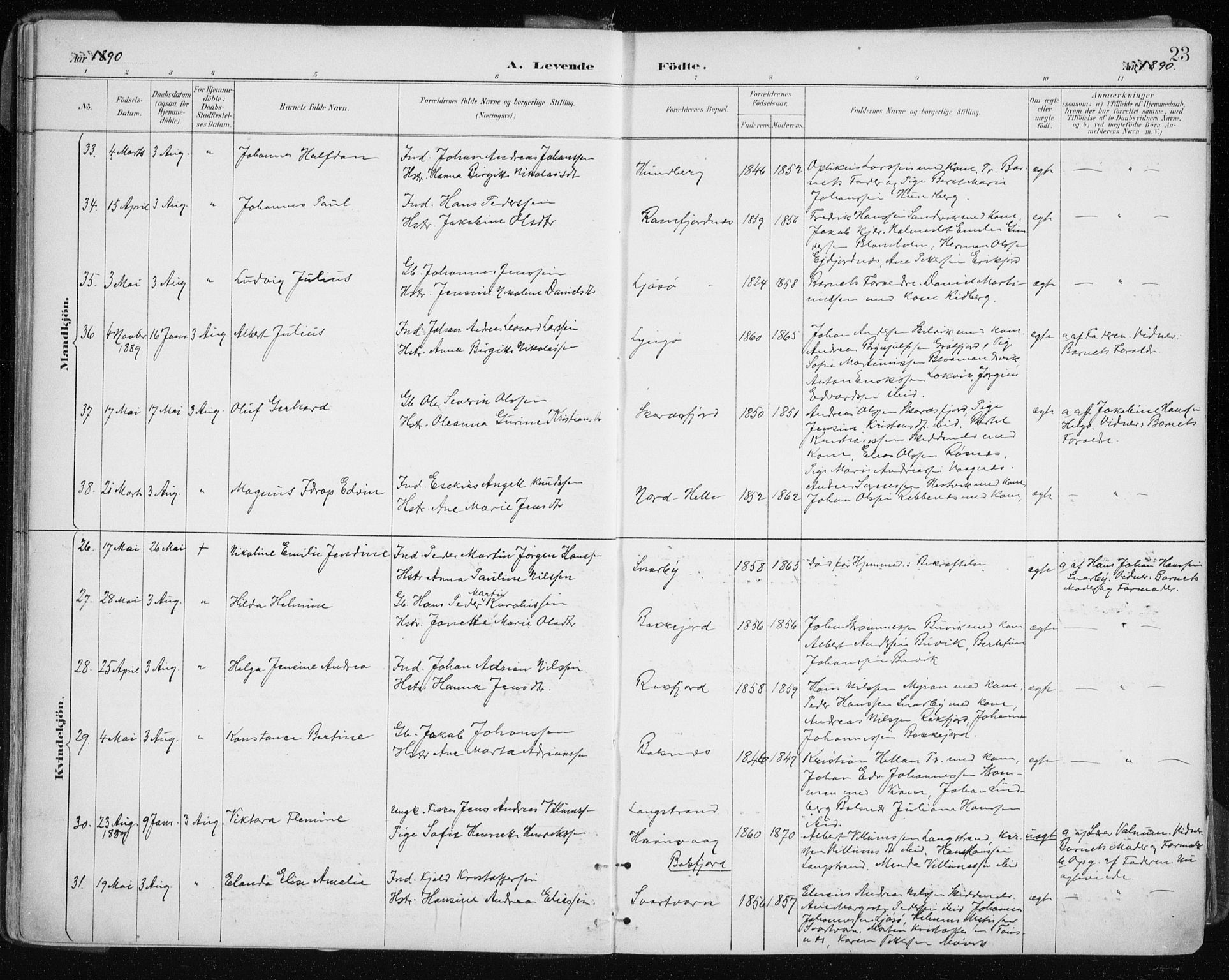 Tromsøysund sokneprestkontor, SATØ/S-1304/G/Ga/L0005kirke: Parish register (official) no. 5, 1888-1896, p. 23