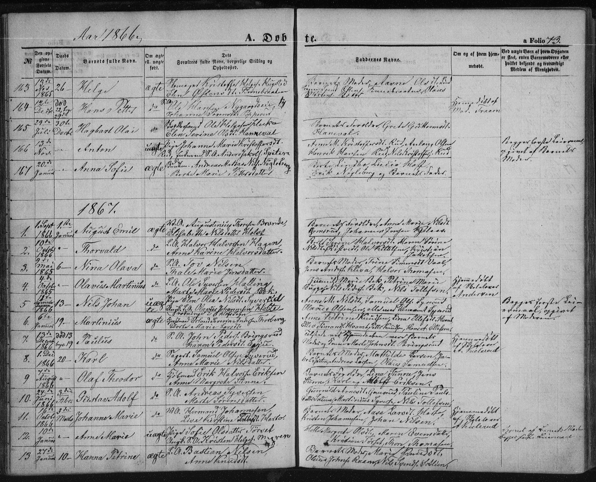 Kongsberg kirkebøker, SAKO/A-22/F/Fa/L0010: Parish register (official) no. I 10, 1859-1875, p. 73