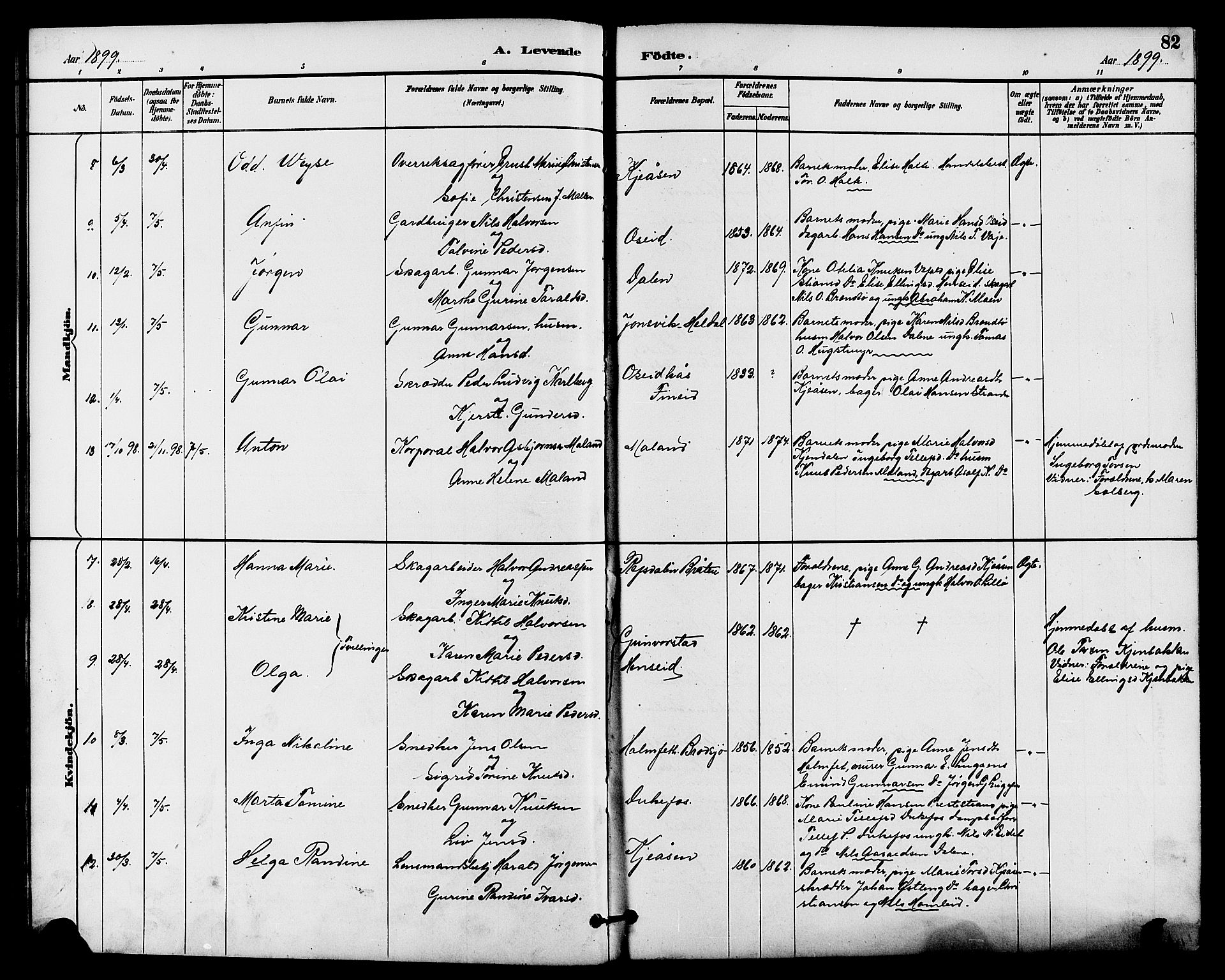 Drangedal kirkebøker, SAKO/A-258/G/Ga/L0003: Parish register (copy) no. I 3, 1887-1906, p. 82