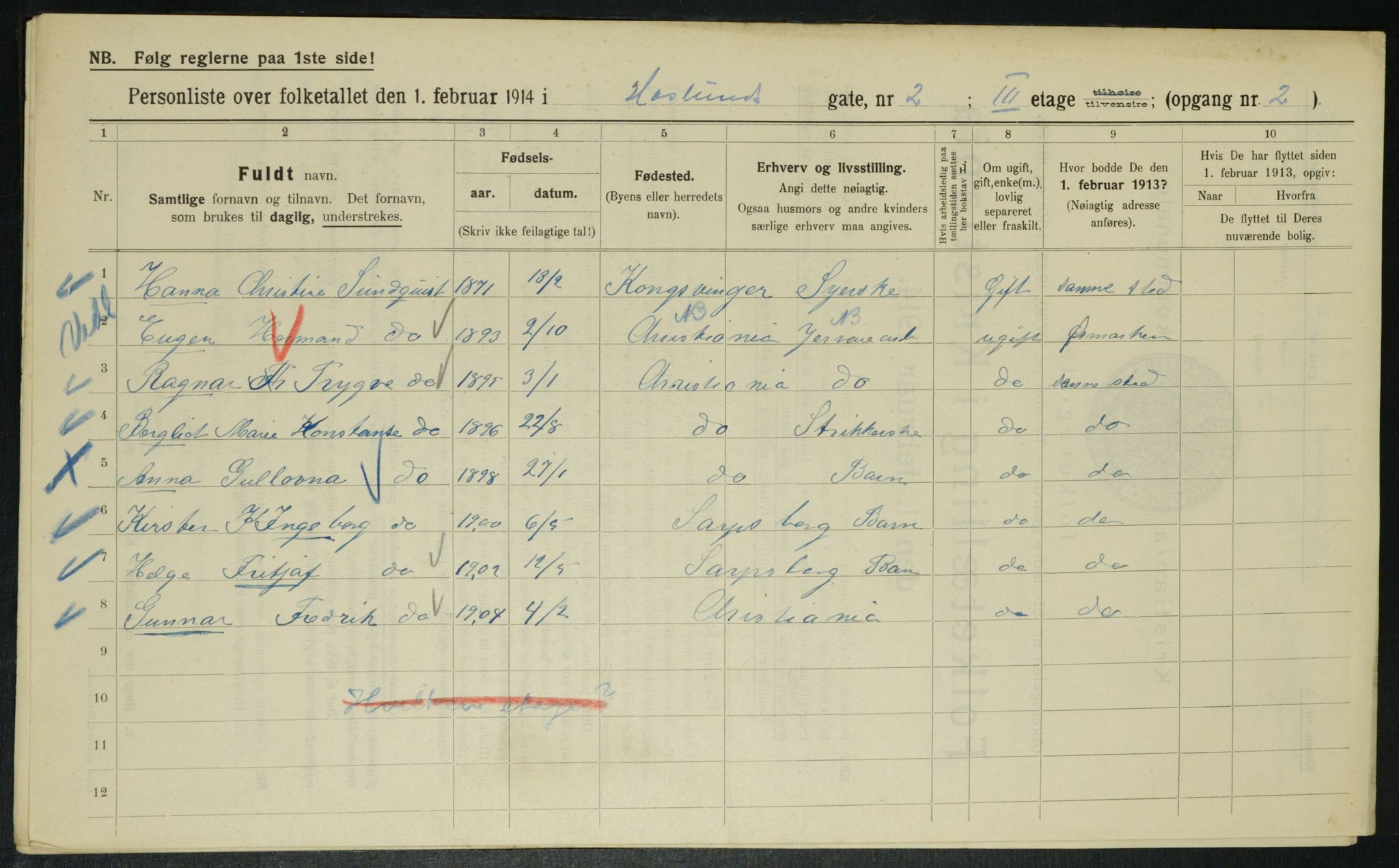 OBA, Municipal Census 1914 for Kristiania, 1914, p. 26871