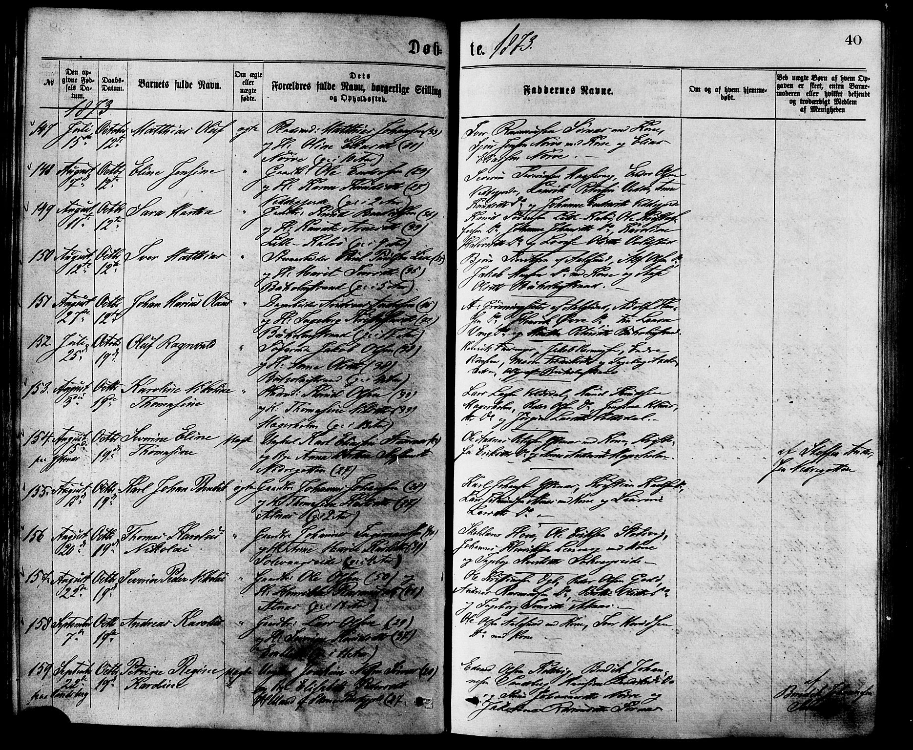 Ministerialprotokoller, klokkerbøker og fødselsregistre - Møre og Romsdal, AV/SAT-A-1454/528/L0400: Parish register (official) no. 528A11, 1871-1879, p. 40