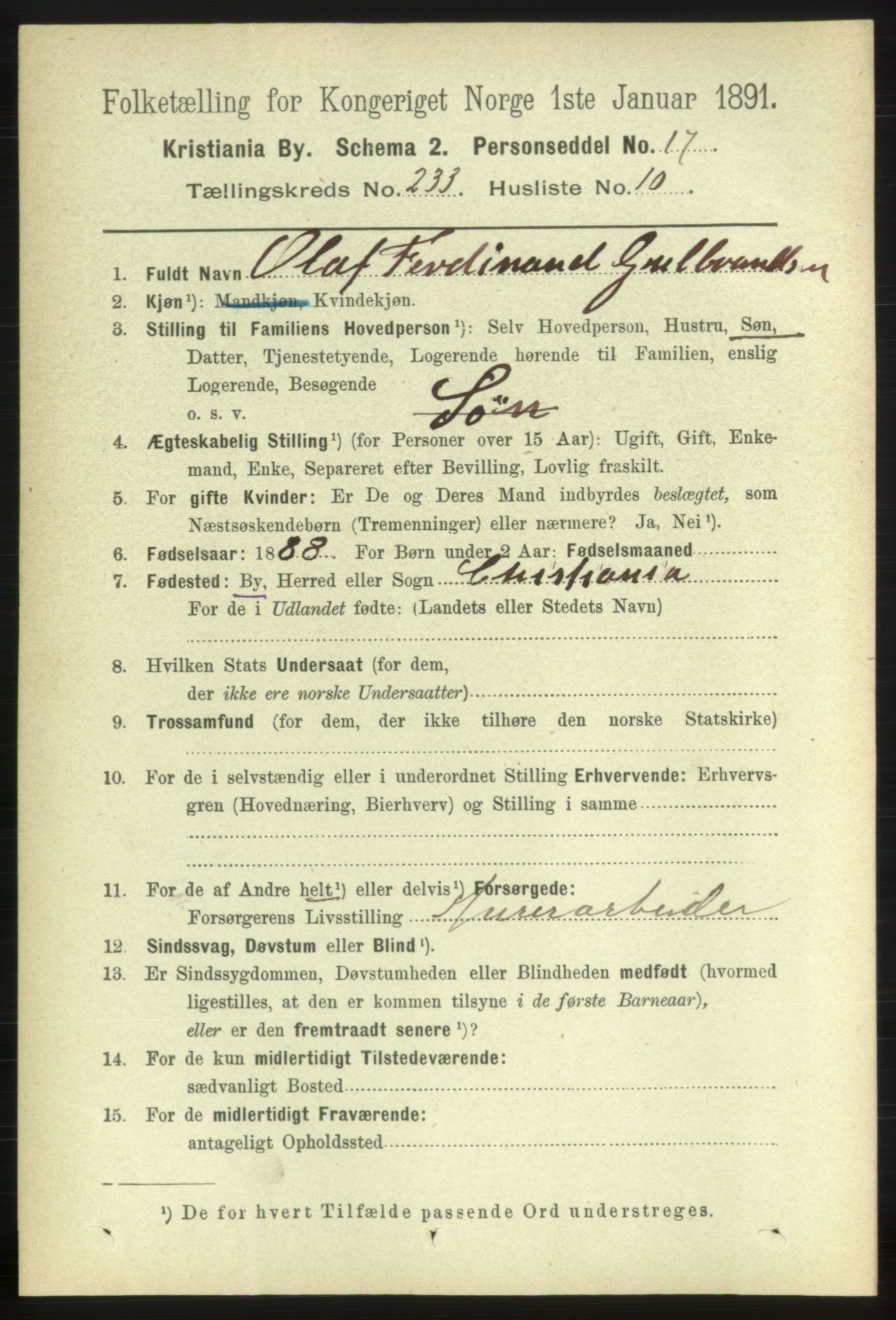 RA, 1891 census for 0301 Kristiania, 1891, p. 143330