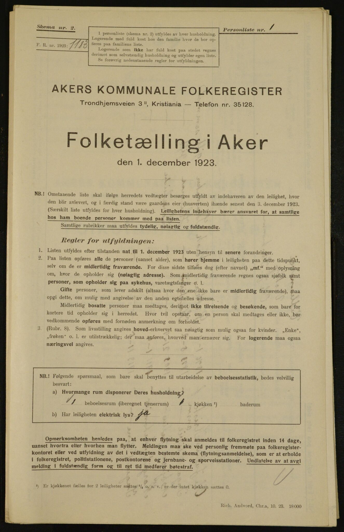 , Municipal Census 1923 for Aker, 1923, p. 29932