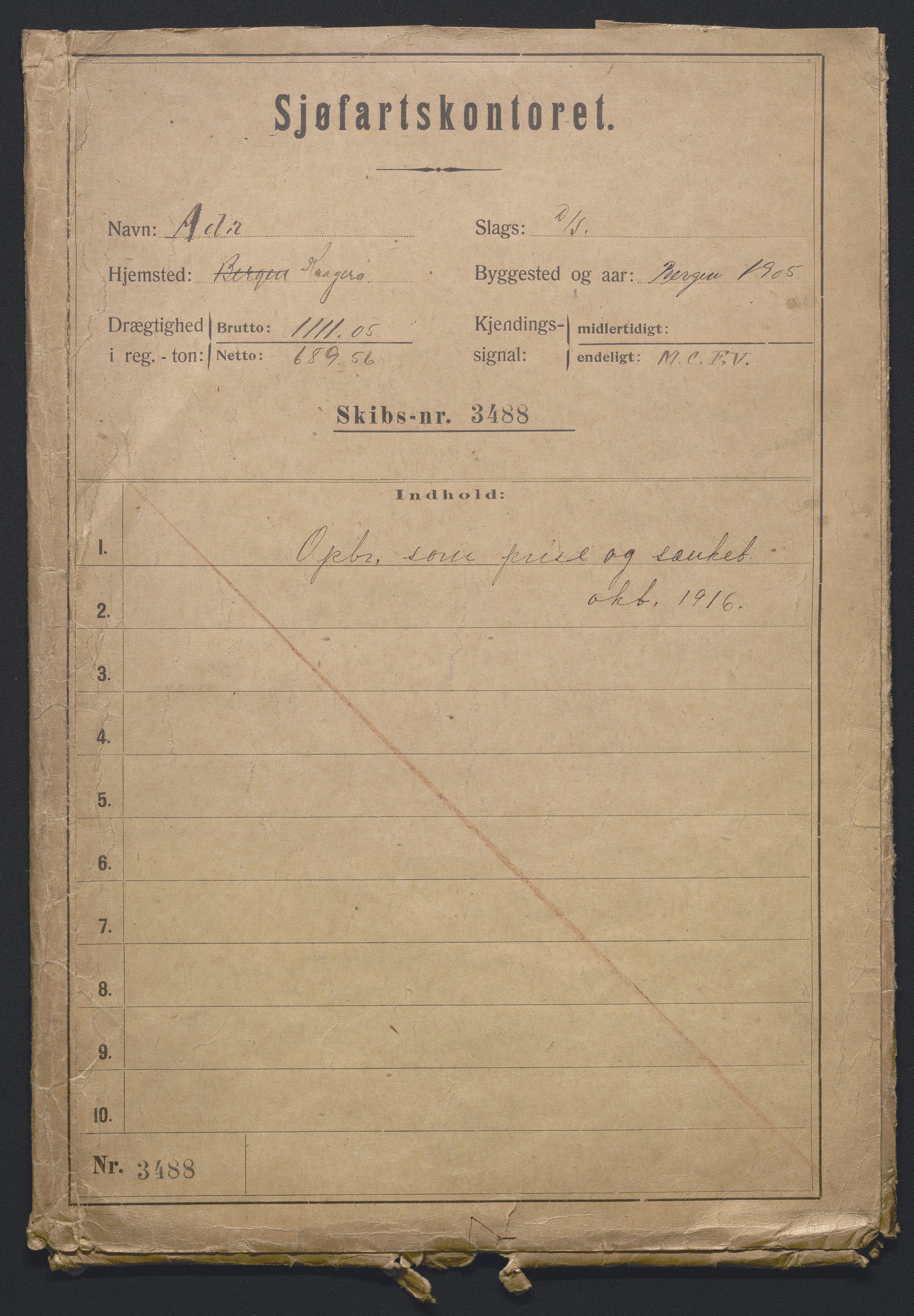 Sjøfartsdirektoratet med forløpere, skipsmapper slettede skip, AV/RA-S-4998/F/Fa/L0004: --, 1869-1918, p. 1