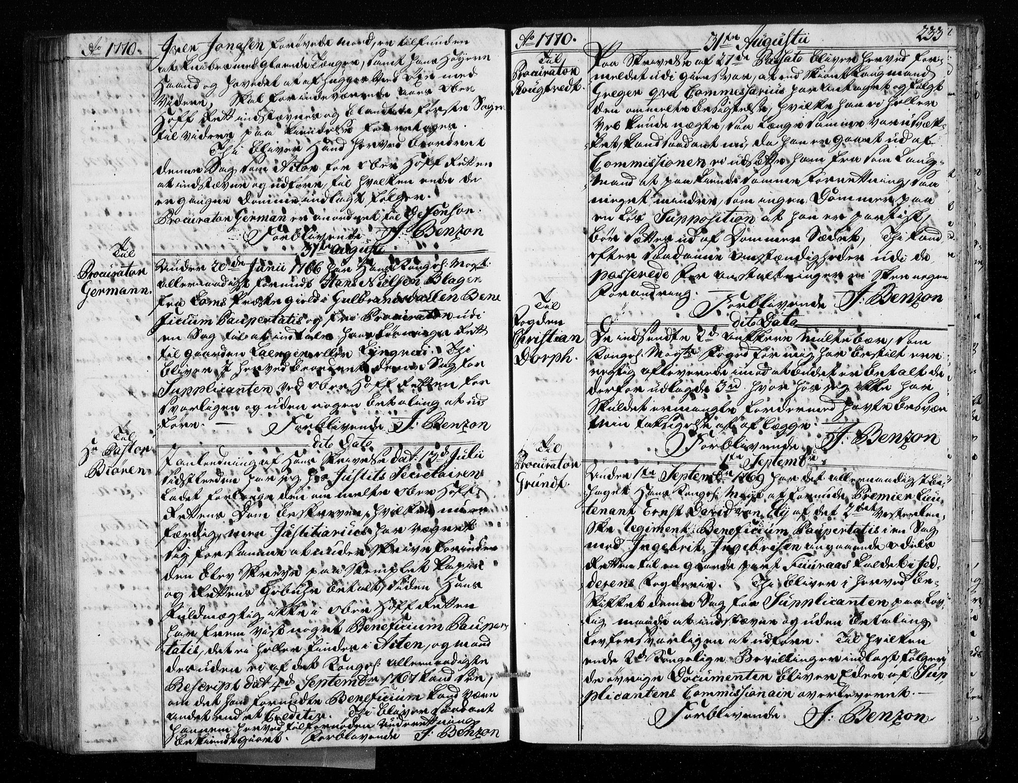Stattholderembetet 1572-1771, AV/RA-EA-2870/Bf/L0008: Stattholderprotokoll (allmenn kopibok), 1769-1770, p. 232b-233a