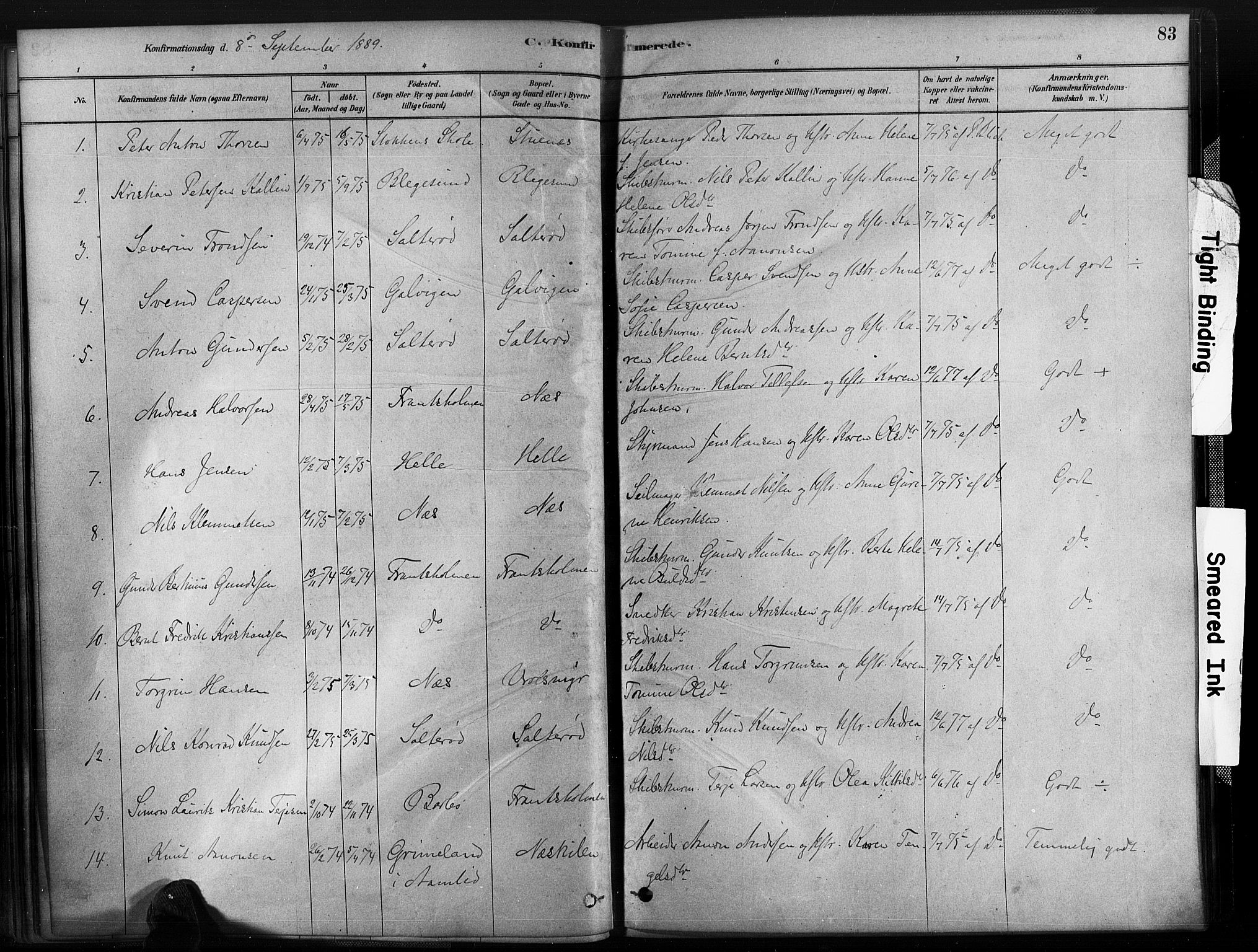 Austre Moland sokneprestkontor, SAK/1111-0001/F/Fa/Fab/L0001: Parish register (official) no. A 1, 1878-1898, p. 83