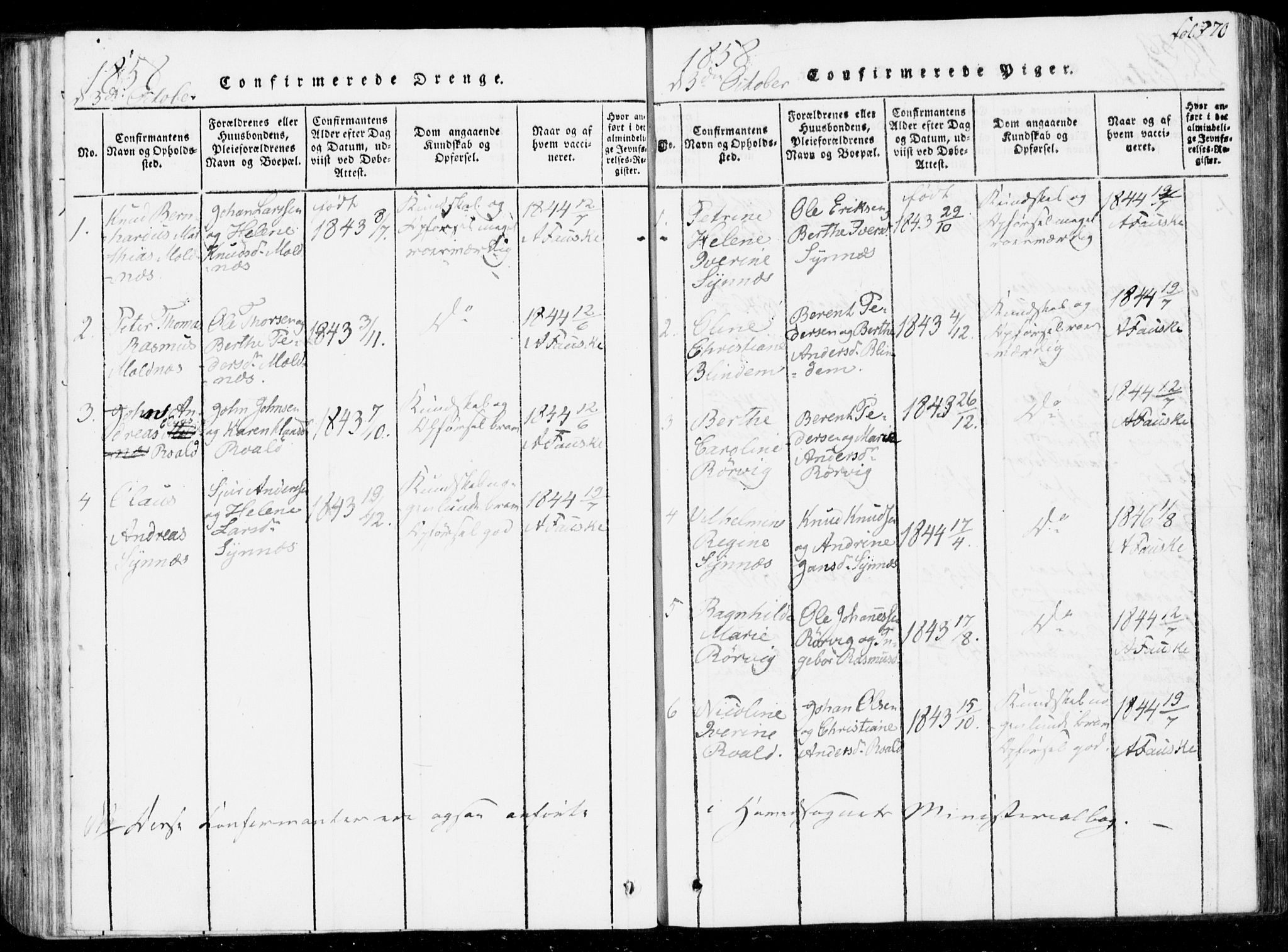Ministerialprotokoller, klokkerbøker og fødselsregistre - Møre og Romsdal, SAT/A-1454/537/L0517: Parish register (official) no. 537A01, 1818-1862, p. 270