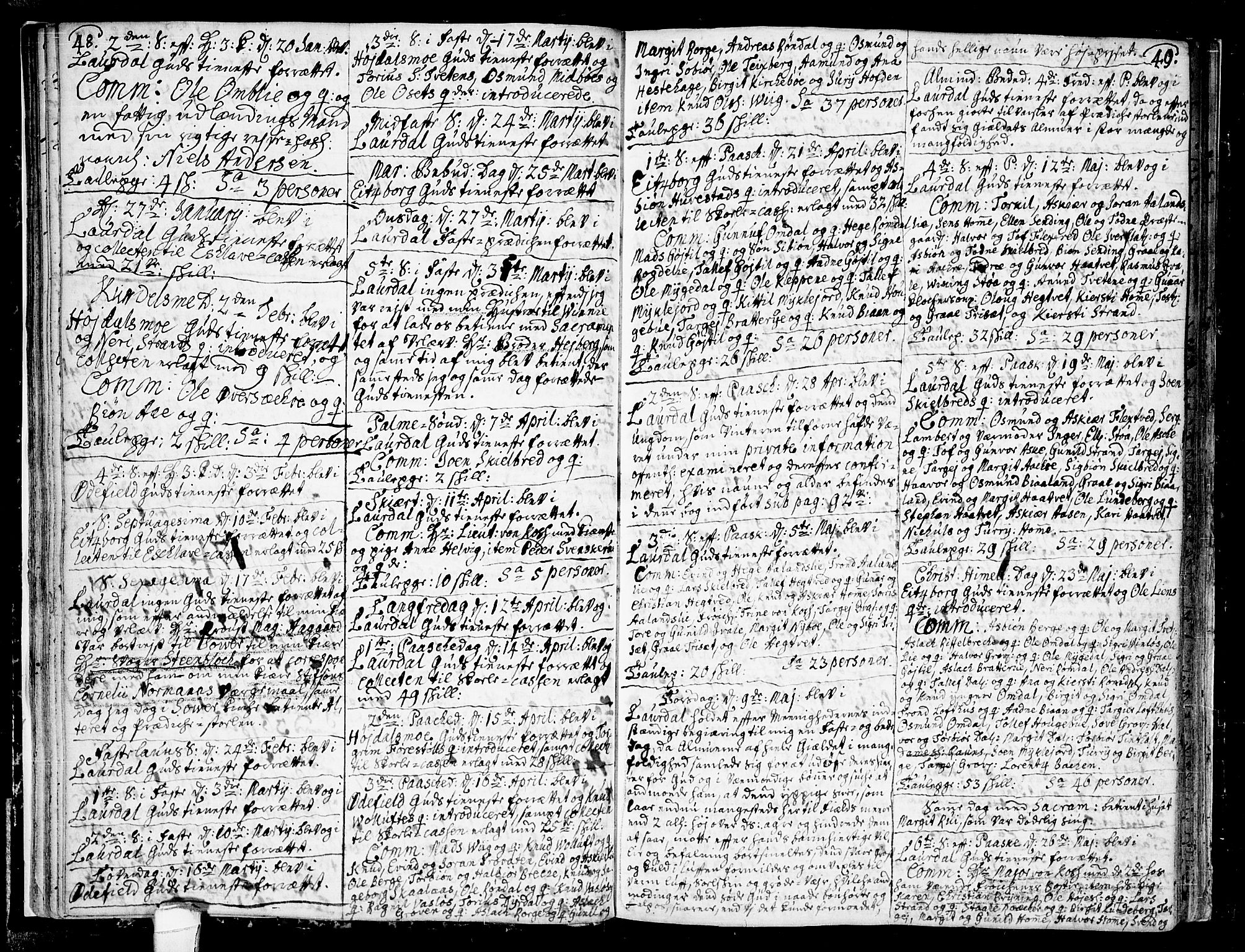 Lårdal kirkebøker, SAKO/A-284/F/Fa/L0002: Parish register (official) no. I 2, 1734-1754, p. 48-49