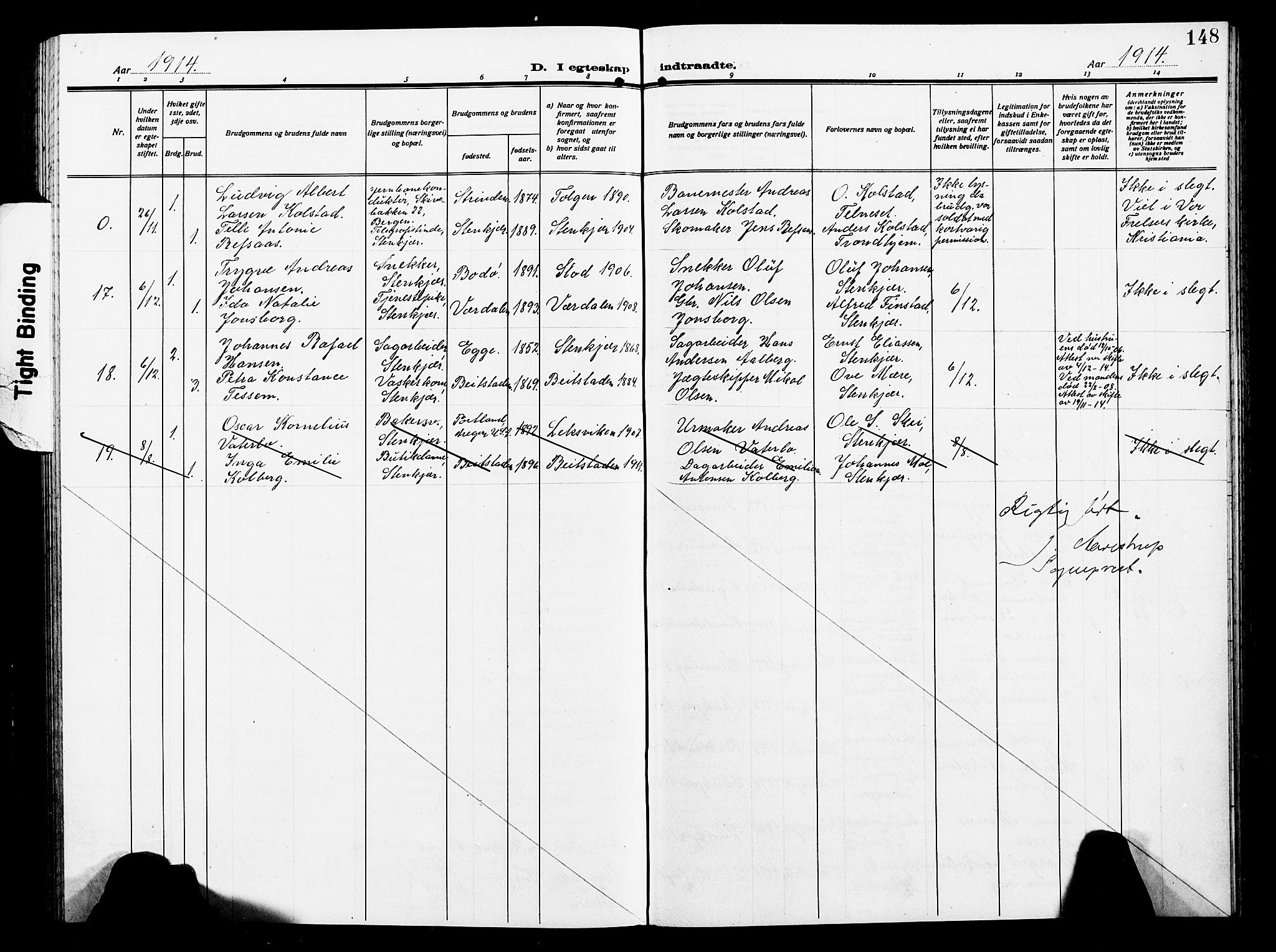 Ministerialprotokoller, klokkerbøker og fødselsregistre - Nord-Trøndelag, SAT/A-1458/739/L0376: Parish register (copy) no. 739C04, 1908-1917, p. 148