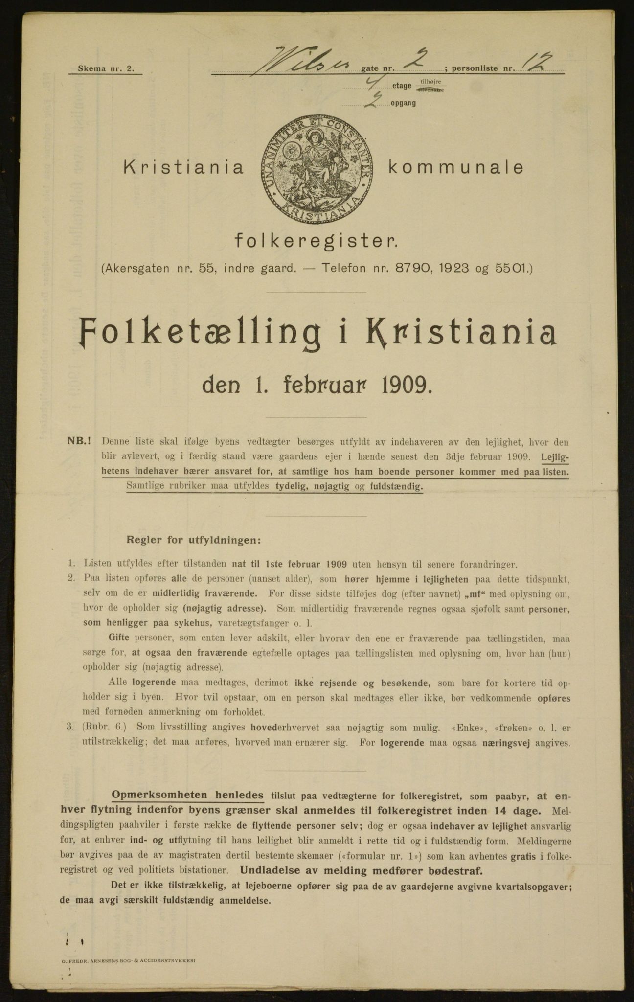 OBA, Municipal Census 1909 for Kristiania, 1909, p. 116452