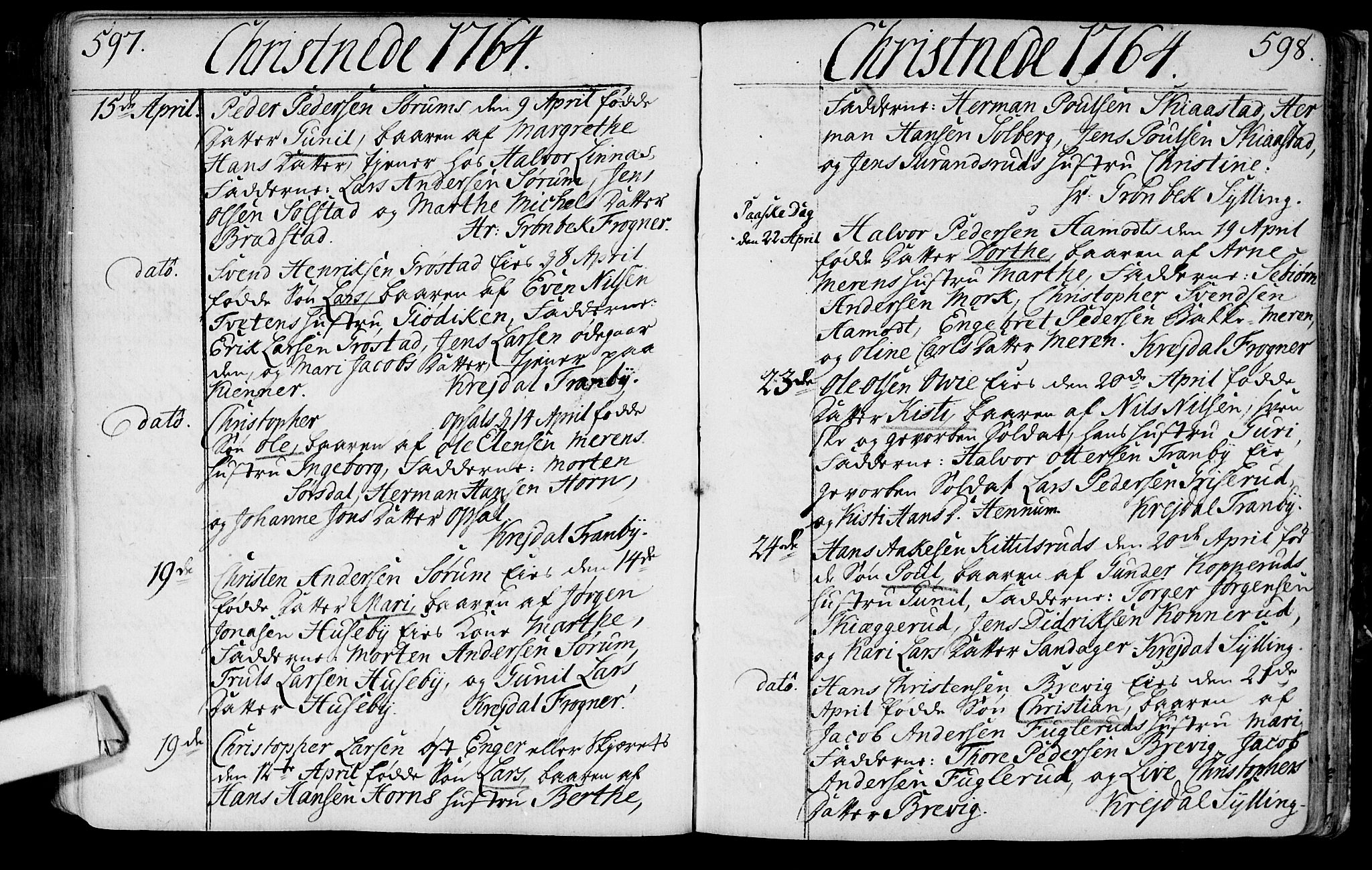 Lier kirkebøker, AV/SAKO-A-230/F/Fa/L0004: Parish register (official) no. I 4, 1749-1764, p. 597-598