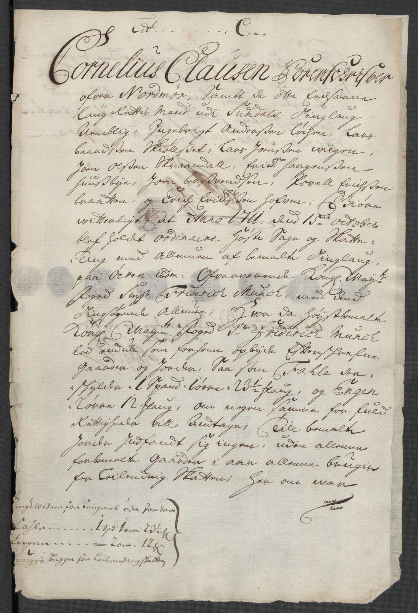 Rentekammeret inntil 1814, Reviderte regnskaper, Fogderegnskap, RA/EA-4092/R56/L3745: Fogderegnskap Nordmøre, 1711, p. 378