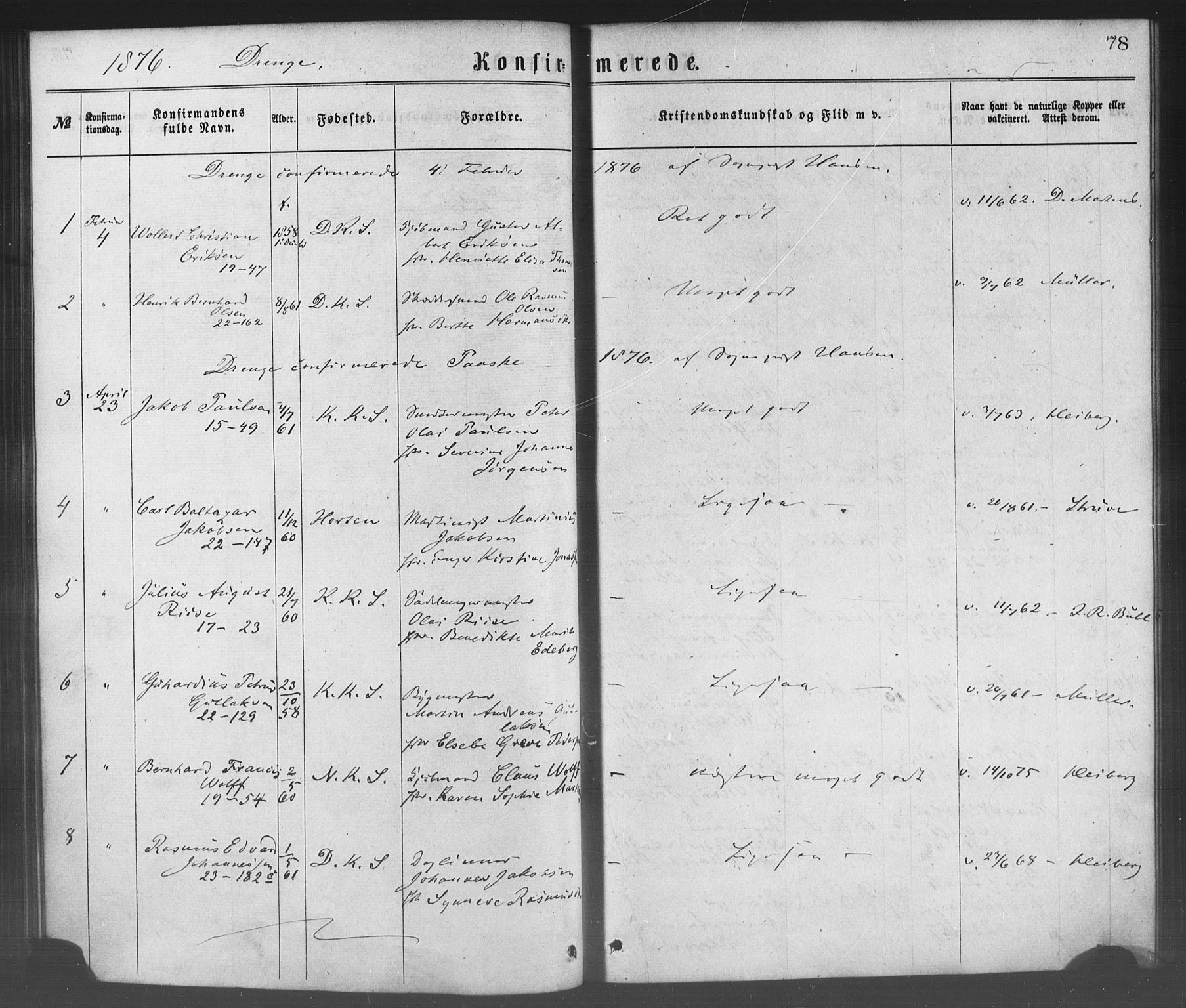 Korskirken sokneprestembete, SAB/A-76101/H/Haa/L0028: Parish register (official) no. C 4, 1868-1879, p. 78