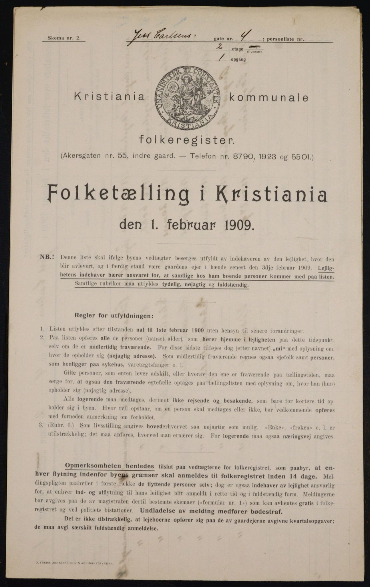 OBA, Municipal Census 1909 for Kristiania, 1909, p. 42918