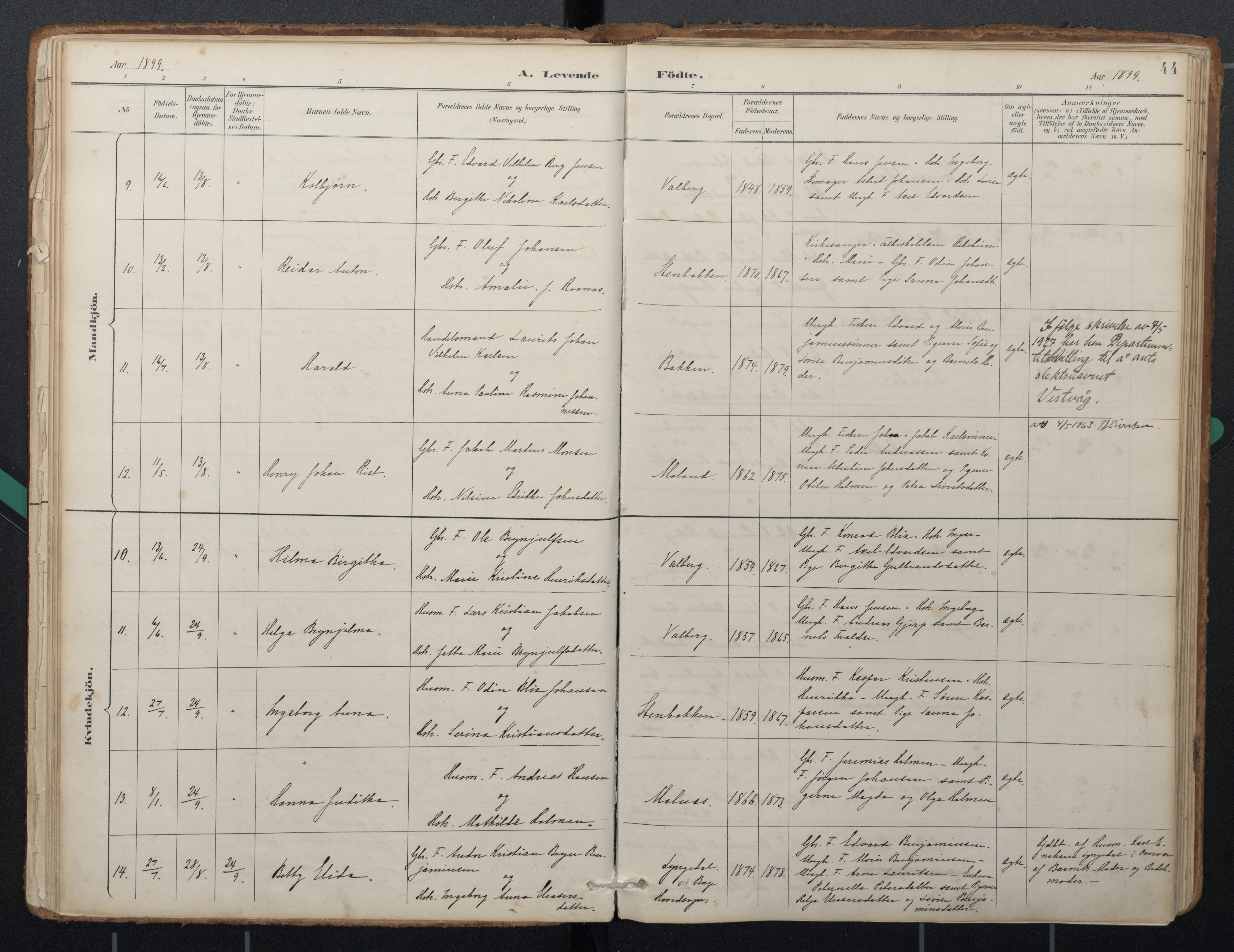 Ministerialprotokoller, klokkerbøker og fødselsregistre - Nordland, SAT/A-1459/884/L1193: Parish register (official) no. 884A01, 1888-1905, p. 44