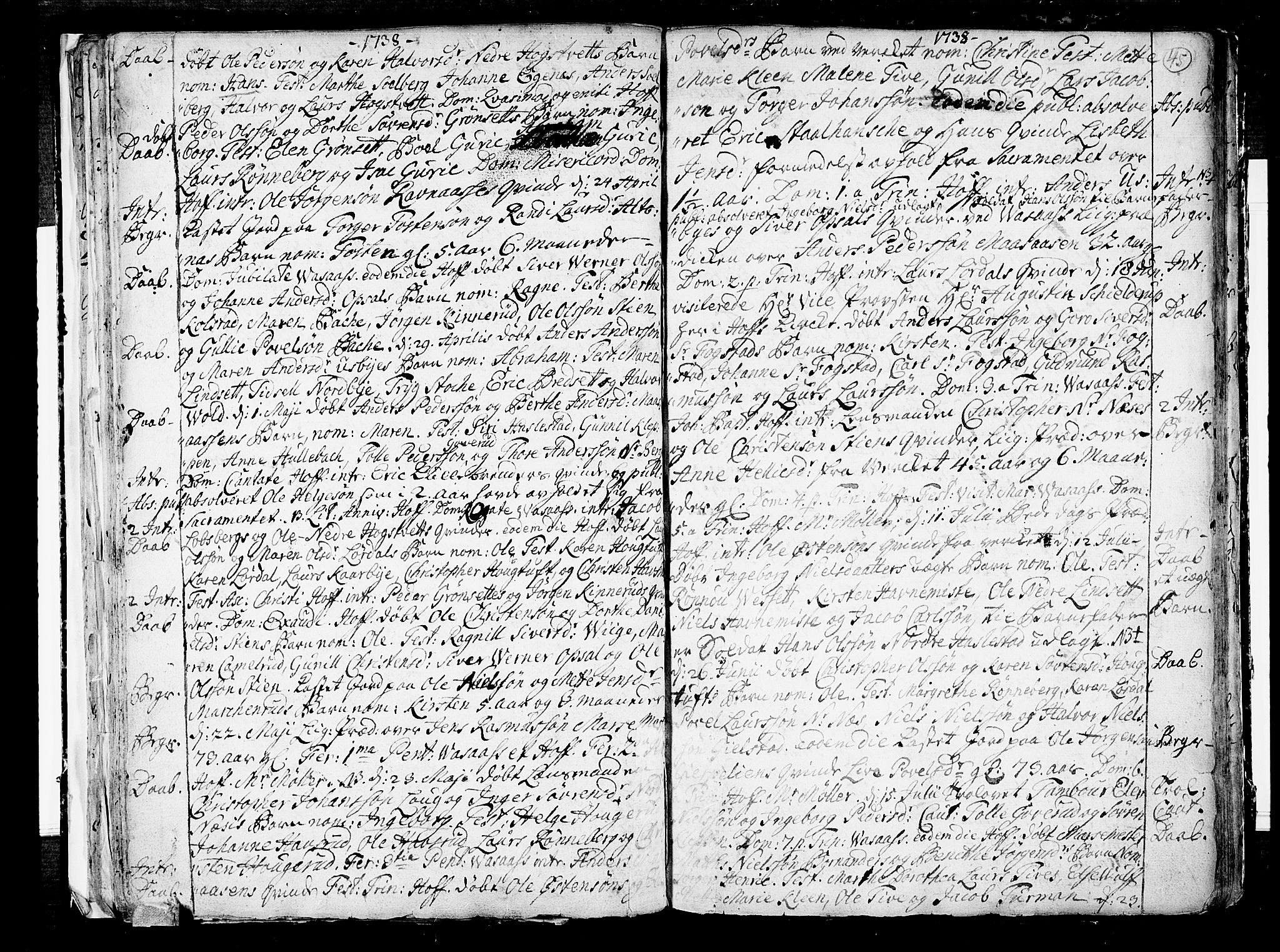 Hof kirkebøker, SAKO/A-64/F/Fa/L0001: Parish register (official) no. I 1, 1704-1745, p. 45