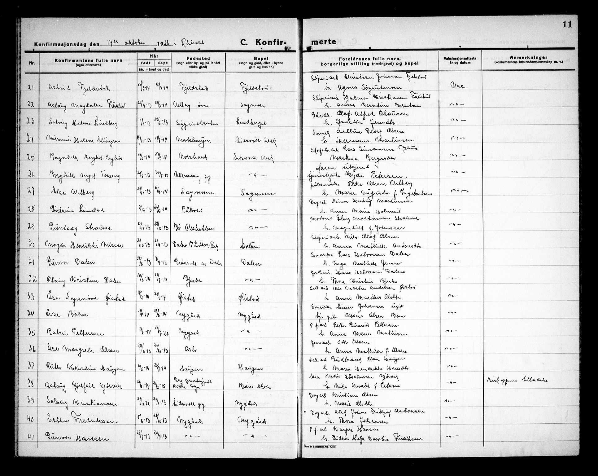 Eidsvoll prestekontor Kirkebøker, AV/SAO-A-10888/G/Ga/L0011: Parish register (copy) no. I 11, 1926-1936, p. 11