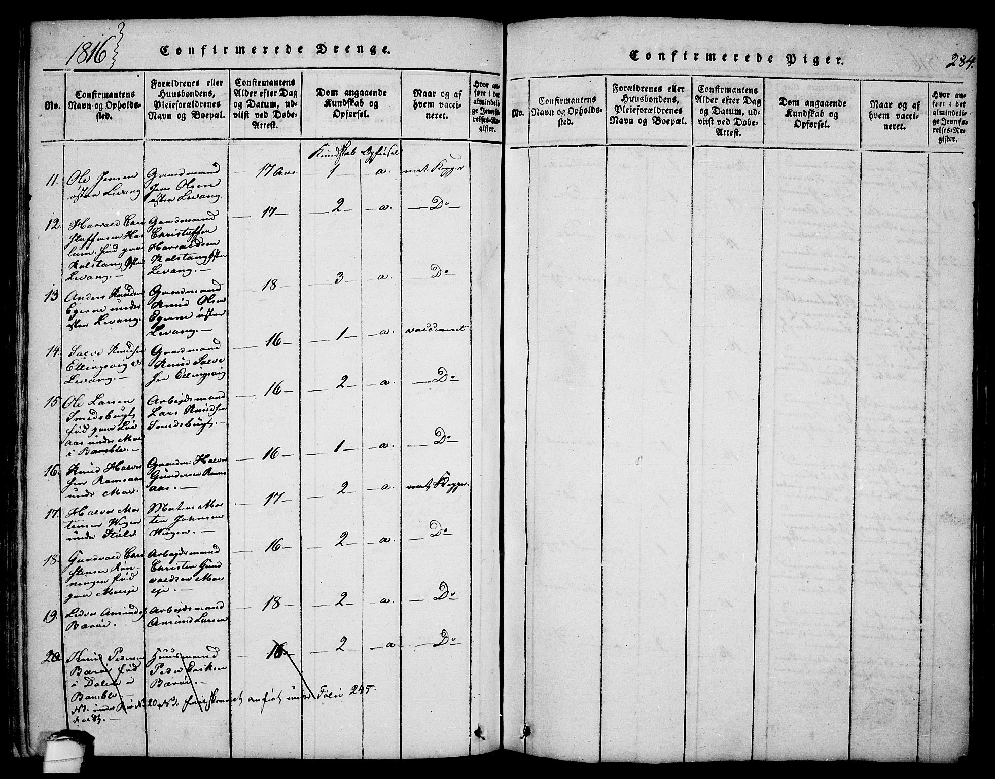 Sannidal kirkebøker, AV/SAKO-A-296/F/Fa/L0004: Parish register (official) no. 4, 1814-1829, p. 284