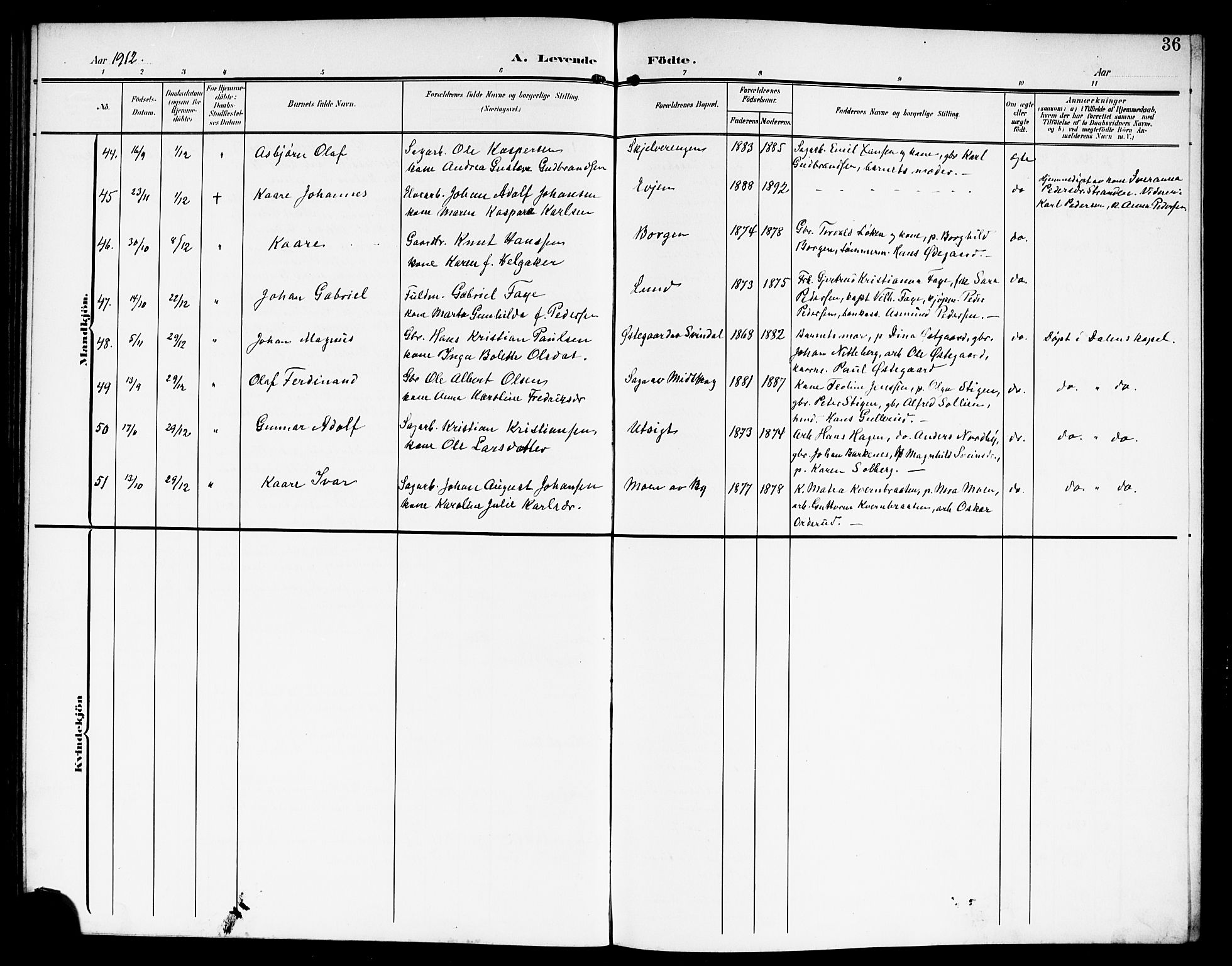 Fet prestekontor Kirkebøker, AV/SAO-A-10370a/G/Ga/L0008: Parish register (copy) no. I 8, 1907-1920, p. 36