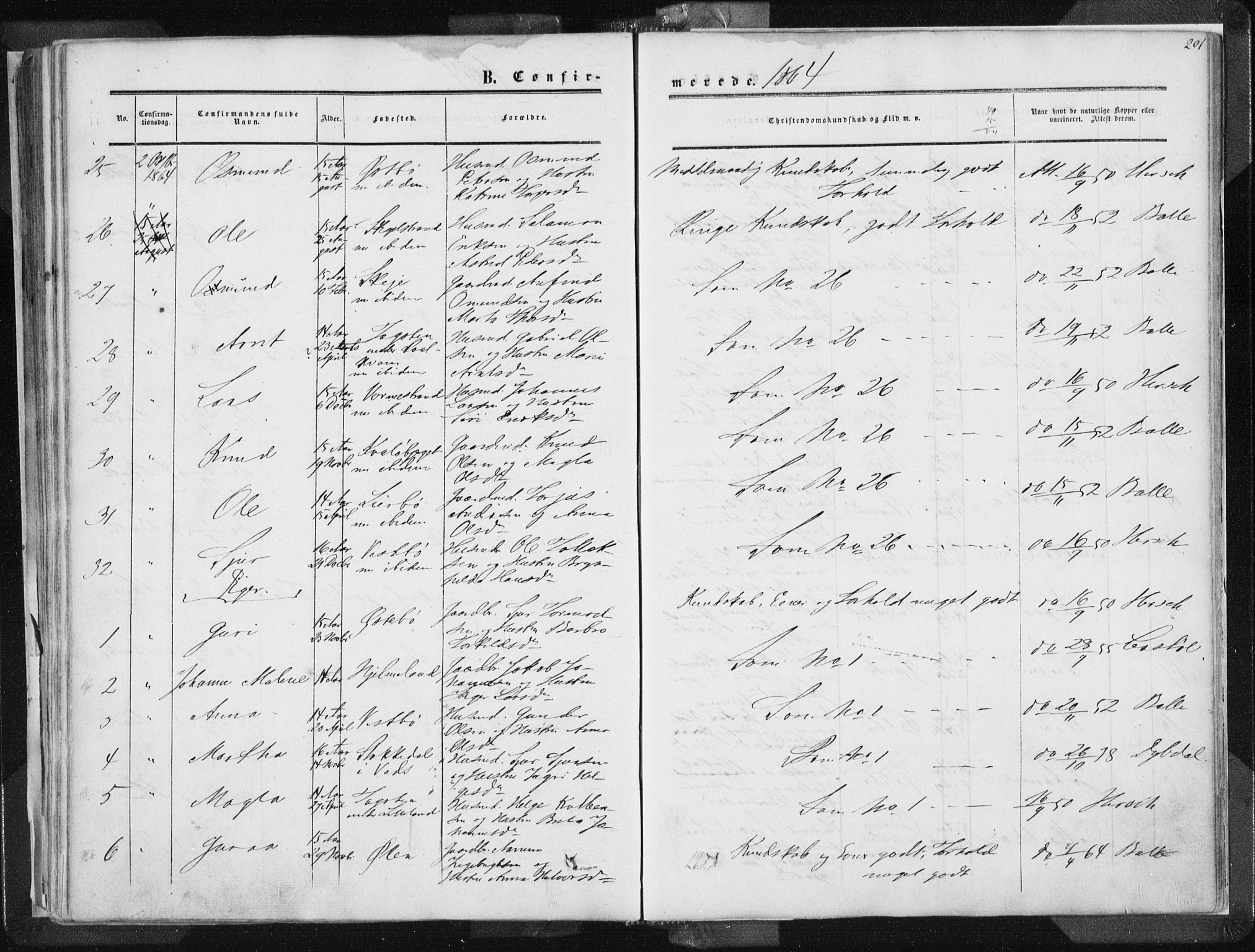 Vikedal sokneprestkontor, AV/SAST-A-101840/01/IV: Parish register (official) no. A 6.1, 1851-1867, p. 201