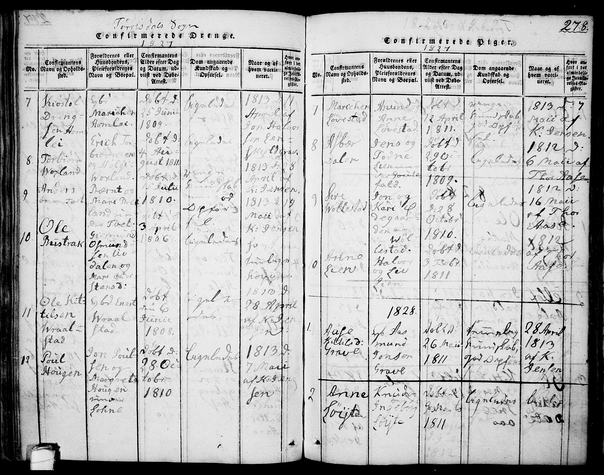 Drangedal kirkebøker, SAKO/A-258/F/Fa/L0005: Parish register (official) no. 5 /2, 1814-1831, p. 278