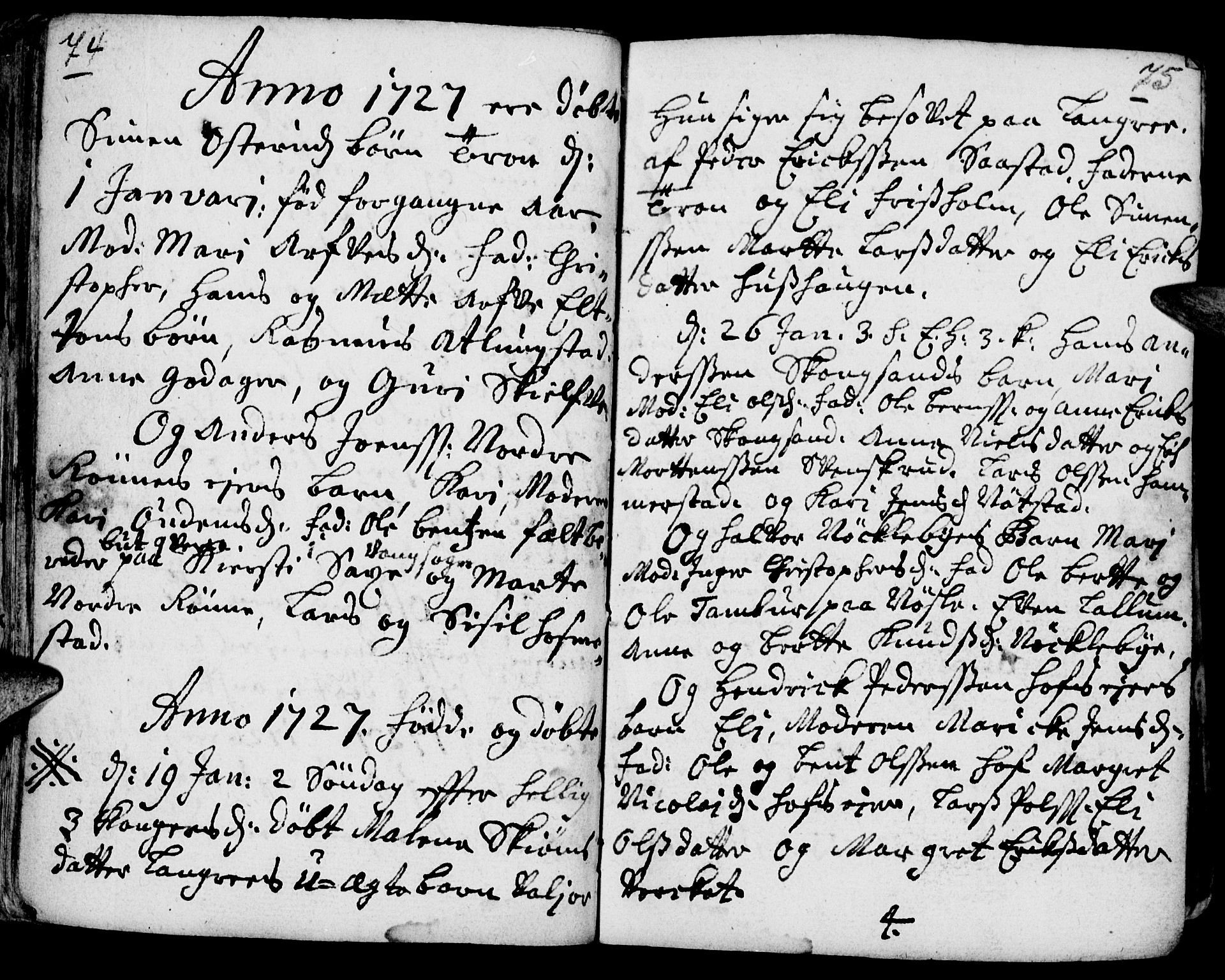 Stange prestekontor, SAH/PREST-002/K/L0002: Parish register (official) no. 2, 1724-1740, p. 74-75