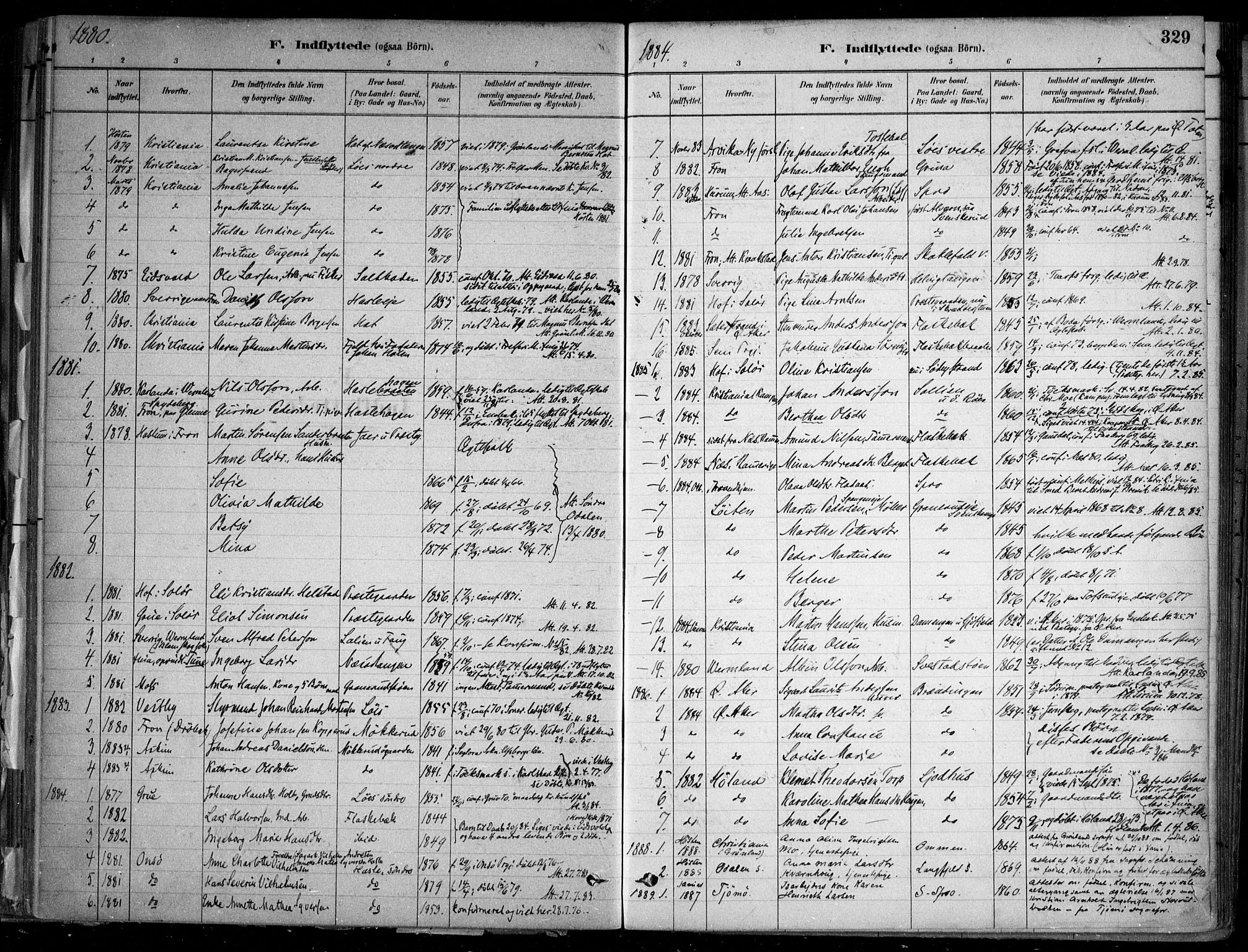 Nesodden prestekontor Kirkebøker, SAO/A-10013/F/Fa/L0009: Parish register (official) no. I 9, 1880-1915, p. 329
