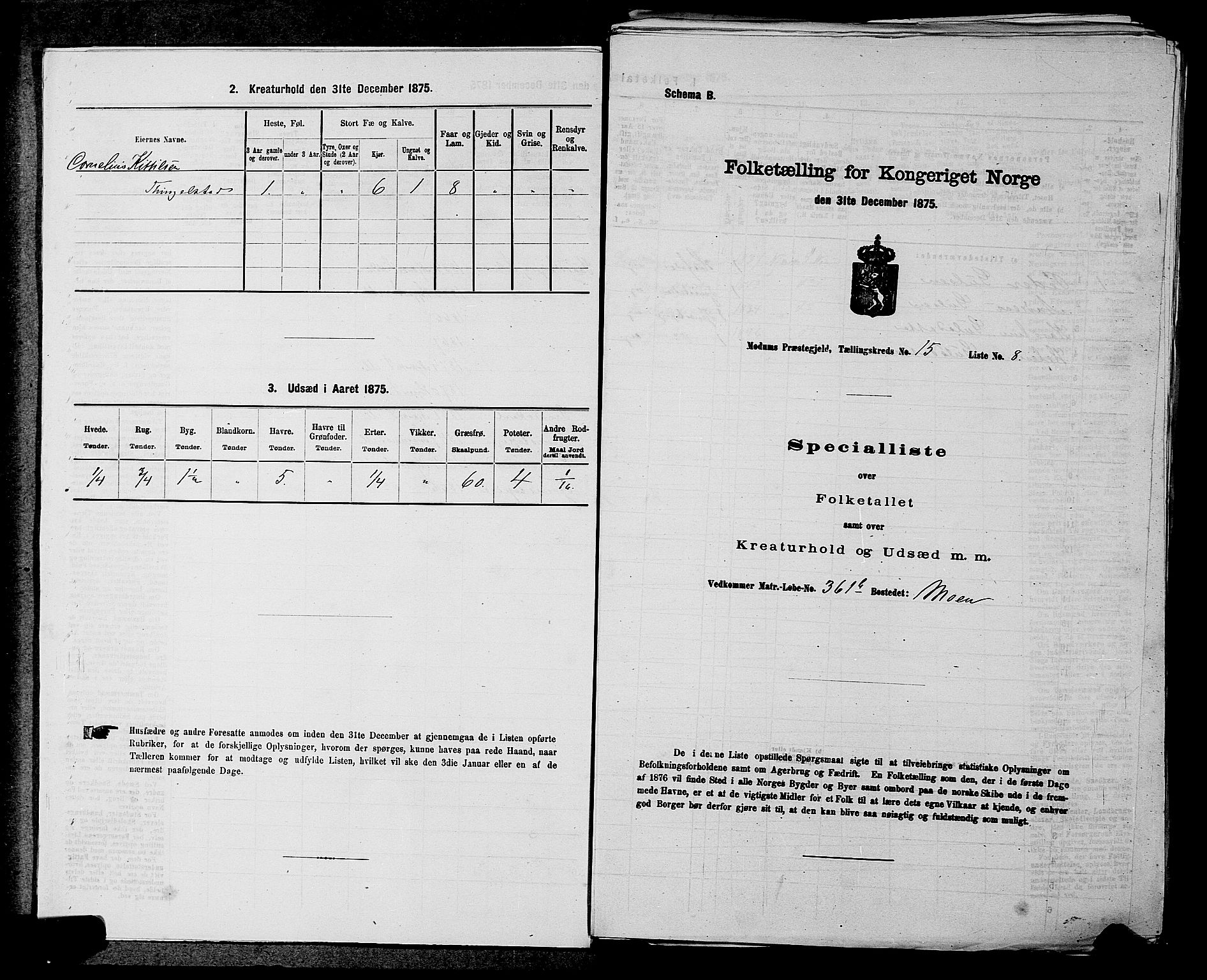 SAKO, 1875 census for 0623P Modum, 1875, p. 1793