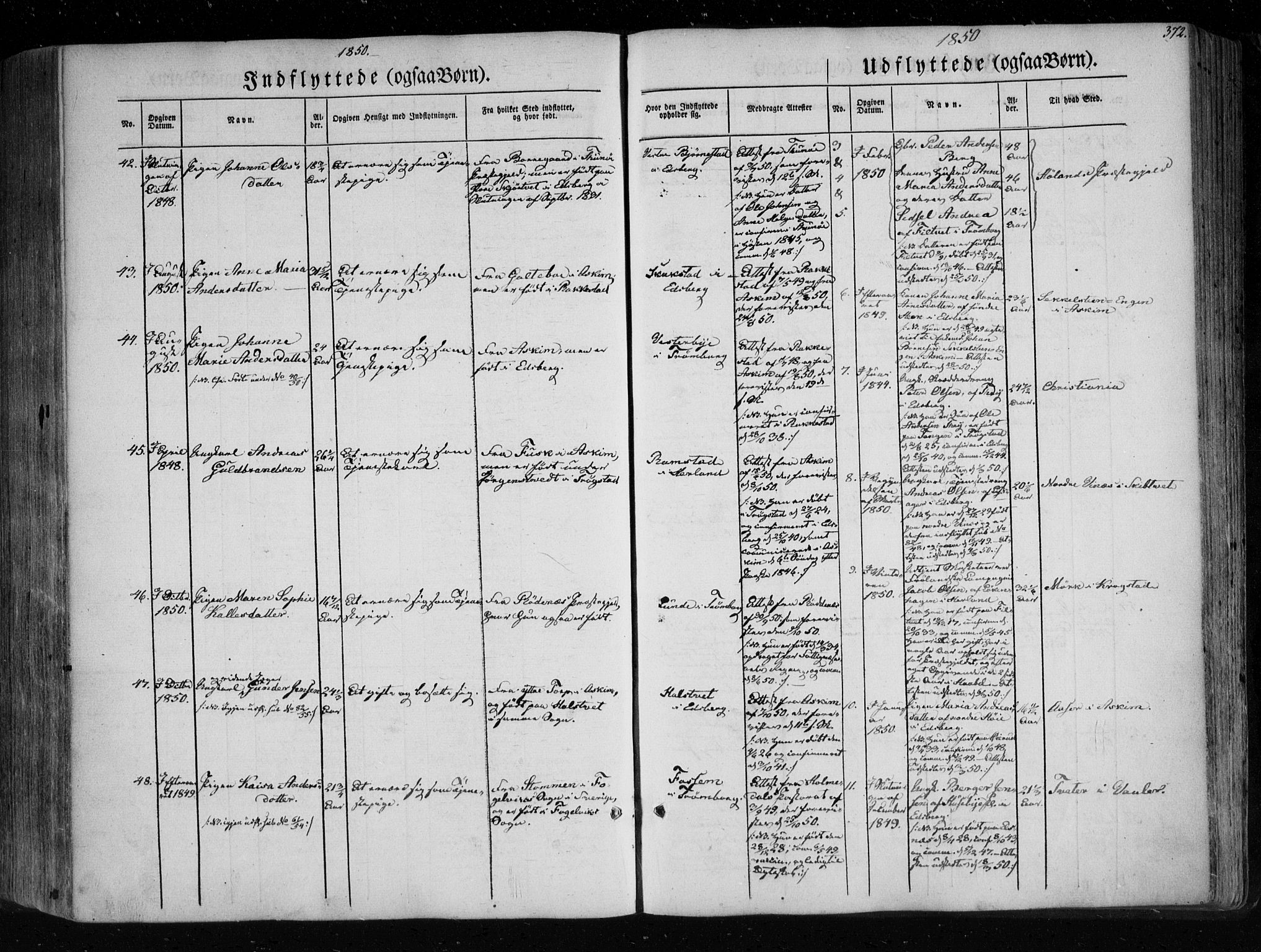 Eidsberg prestekontor Kirkebøker, SAO/A-10905/F/Fa/L0009: Parish register (official) no. I 9, 1849-1856, p. 372